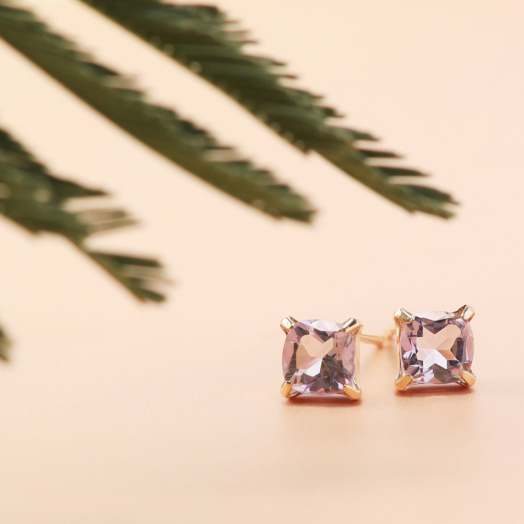 K18ローズアメジストクッションピアス