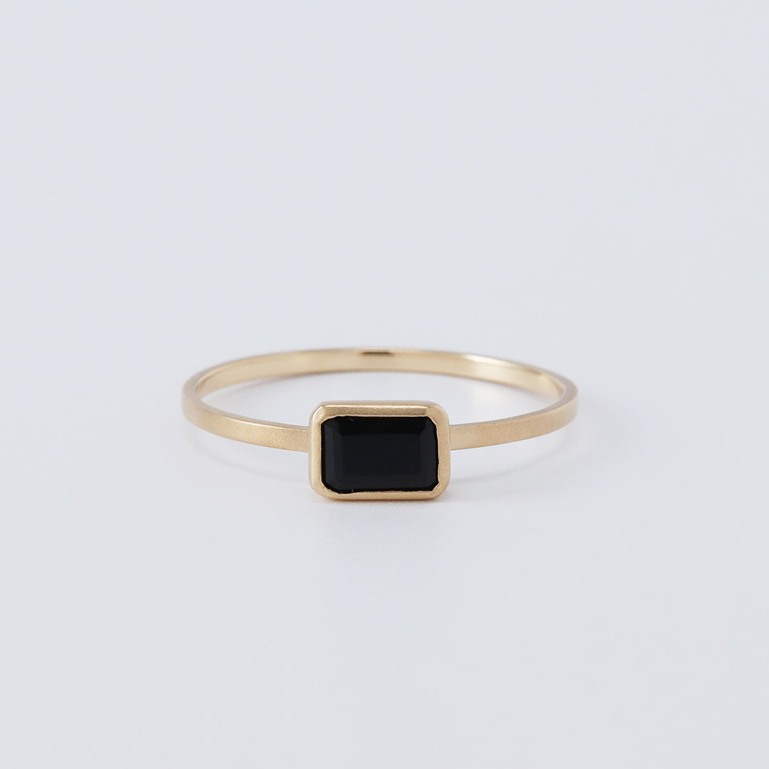 <NEW>【受注生産品】K18オニキスつや消しリング5号〜16号