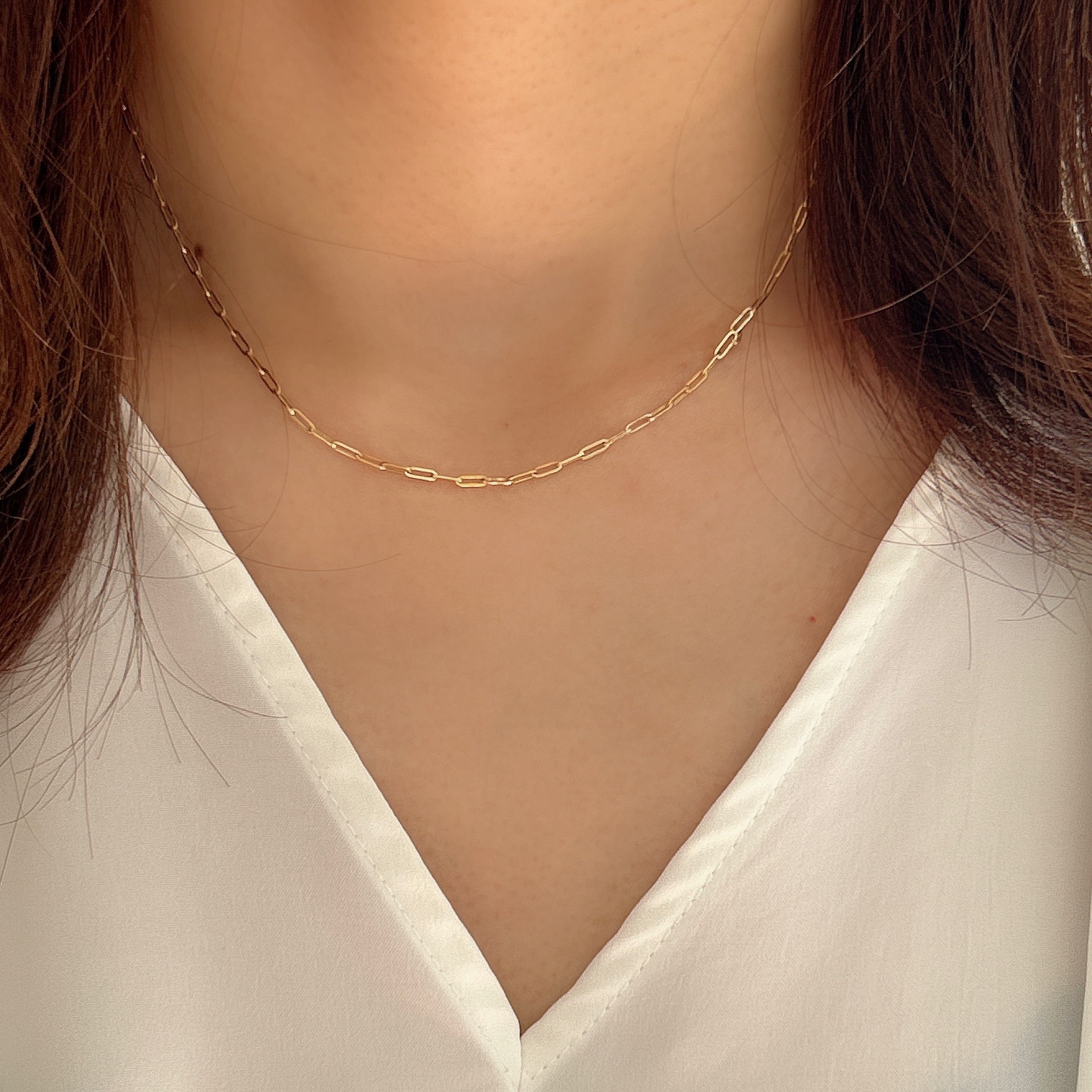 K18ペーパークリップチェーンネックレス