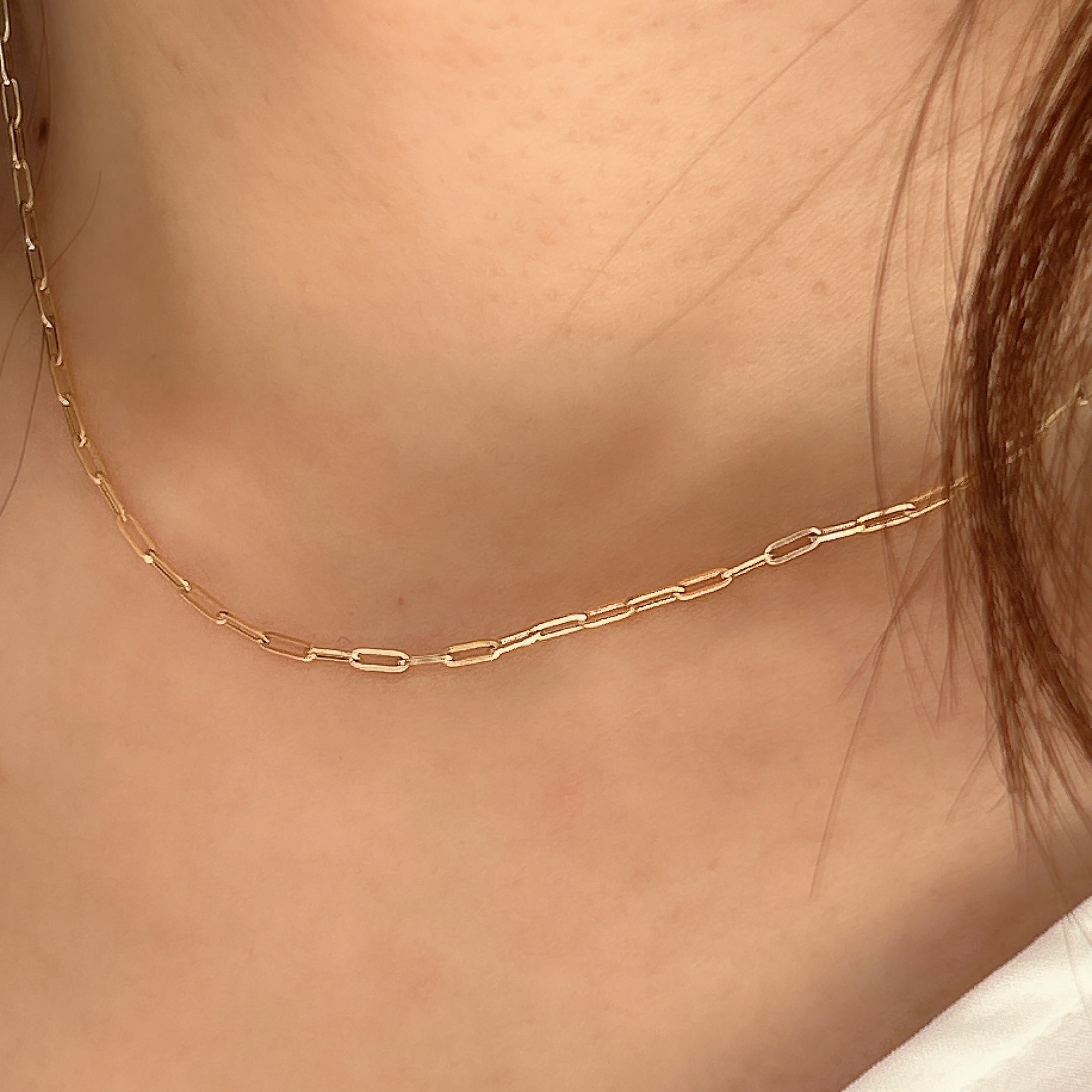 K18ペーパークリップチェーンネックレス