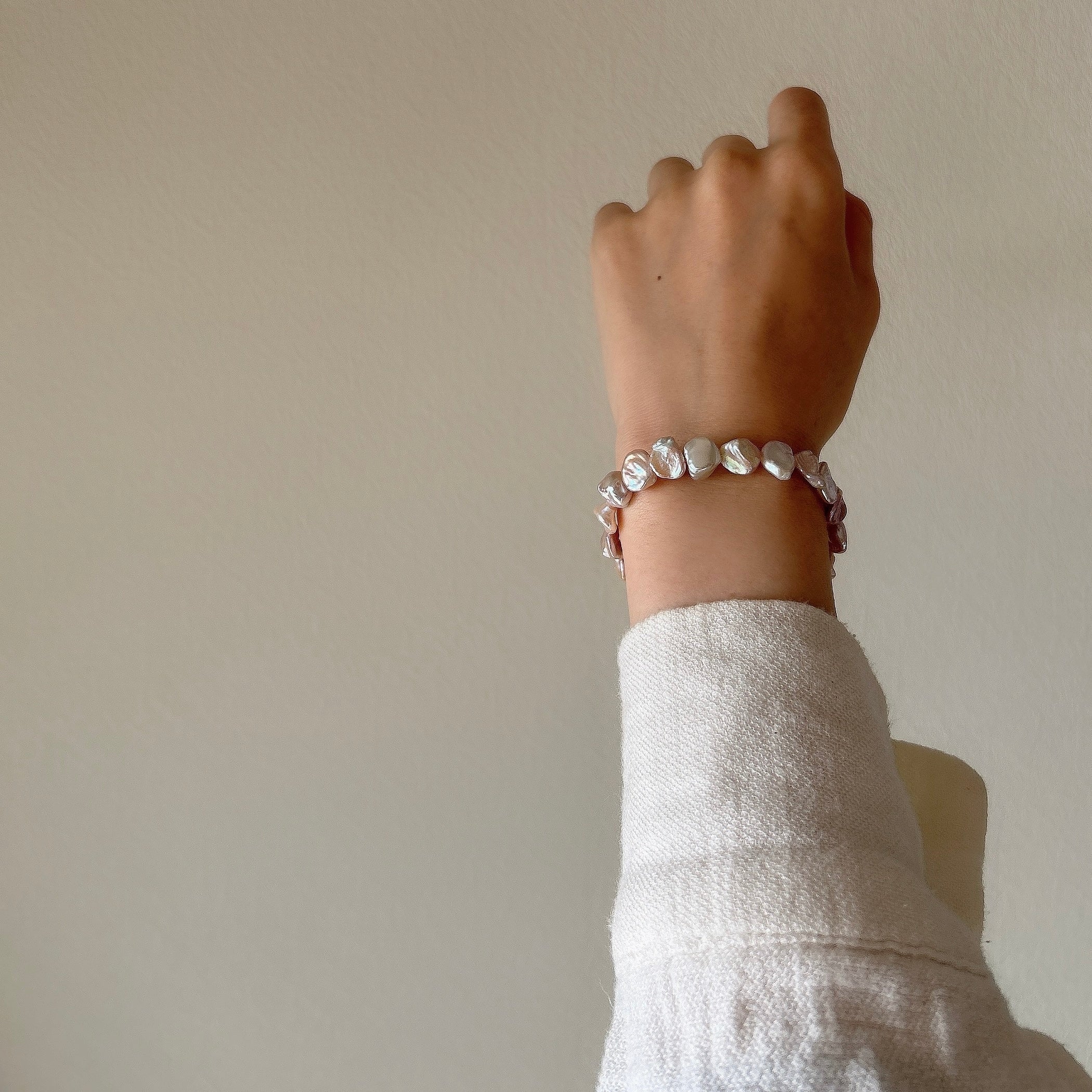 SV925淡水ケシパールブレスレットピンク