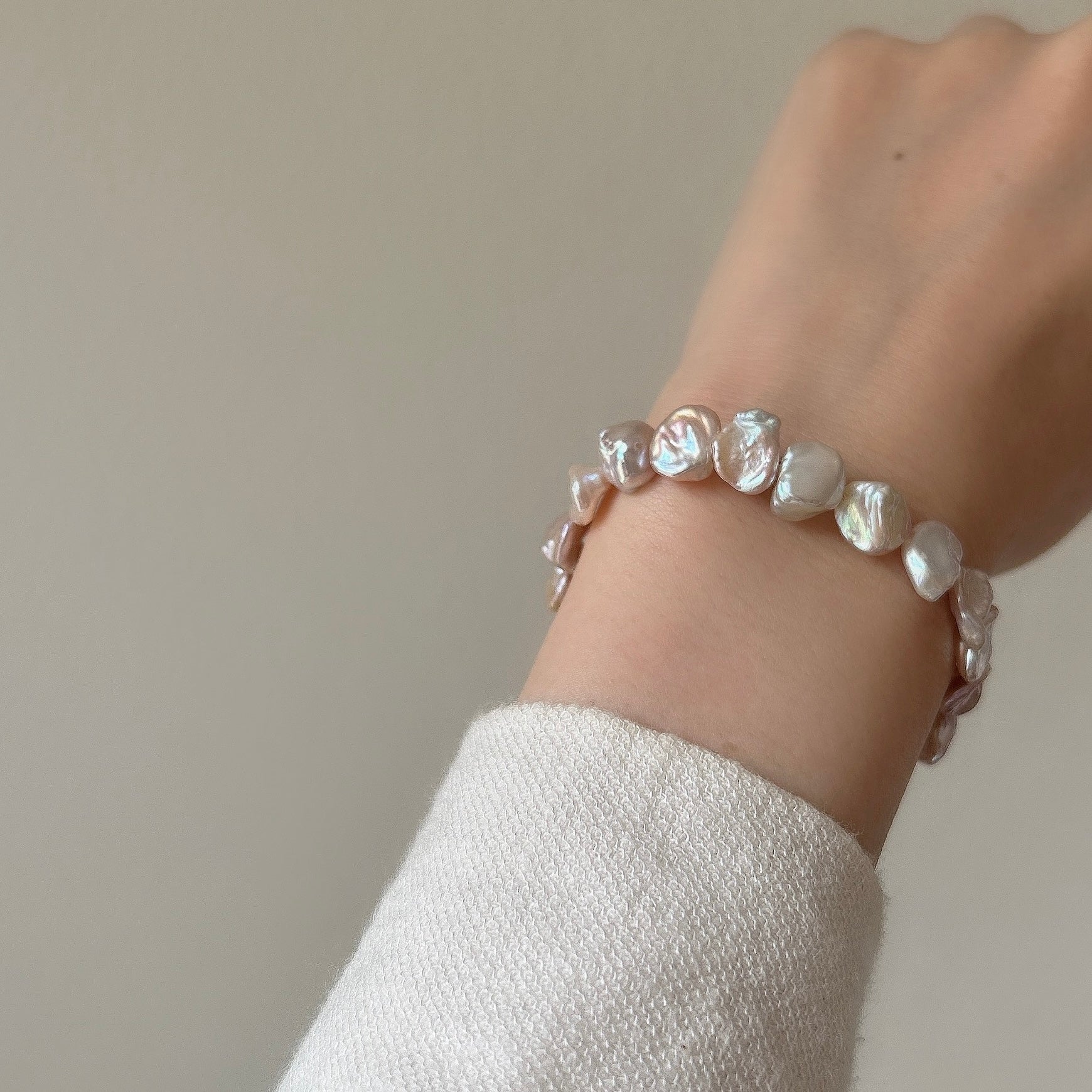 SV925淡水ケシパールブレスレットピンク