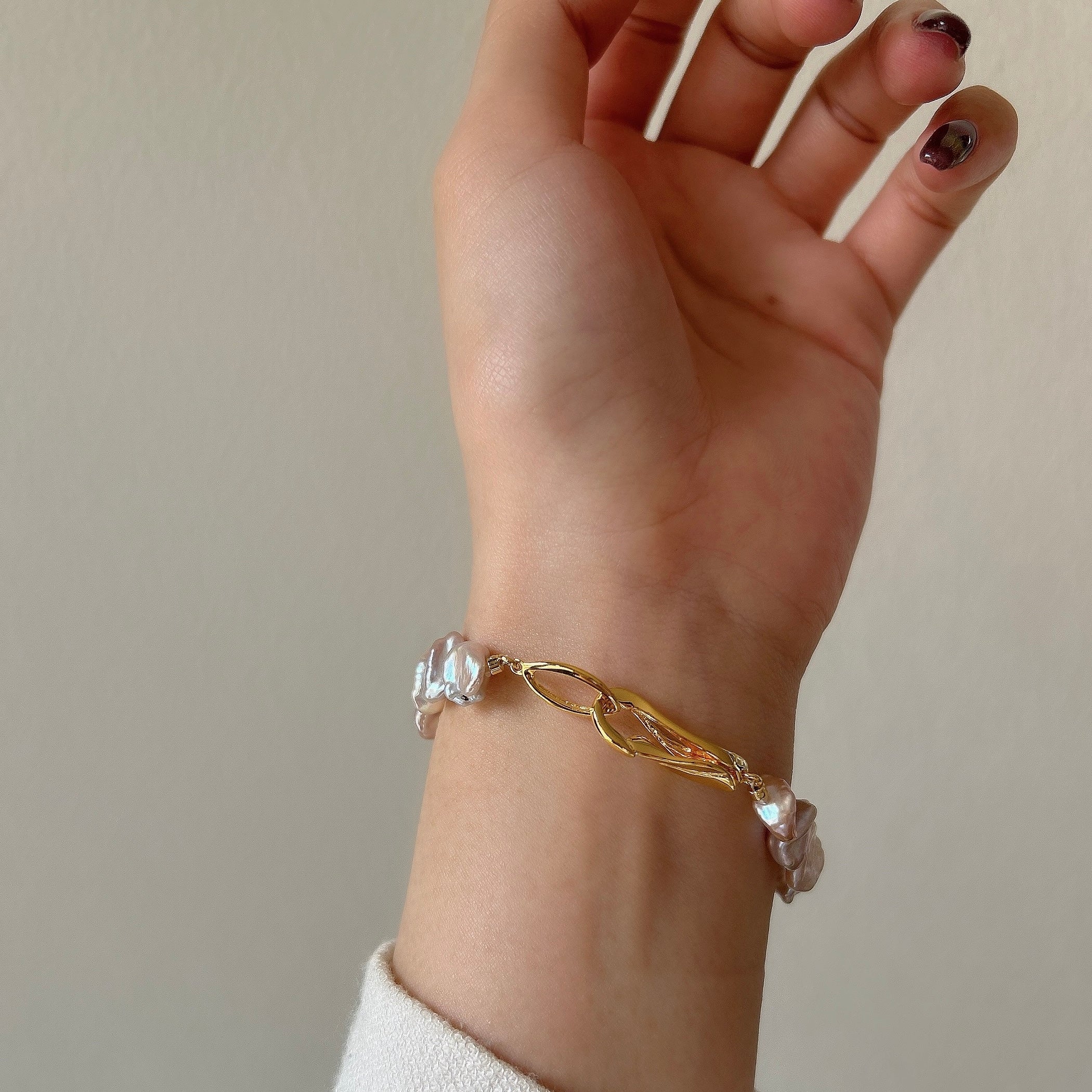 SV925淡水ケシパールブレスレットピンク