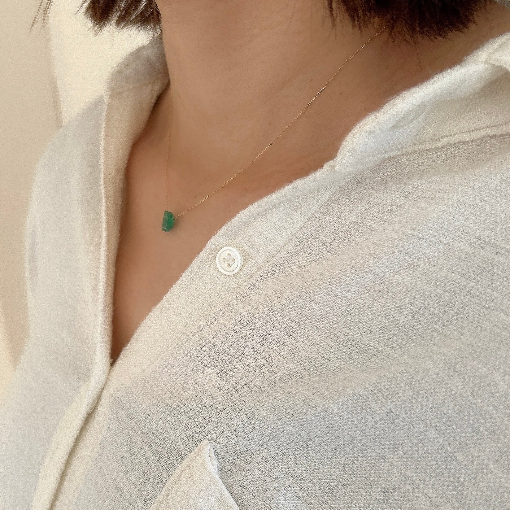 K18エメラルドネックレス