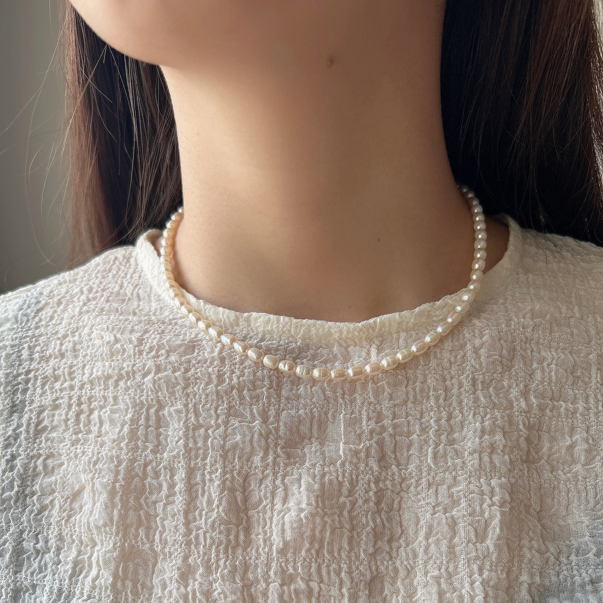 SV925淡水パールネックレス金メッキ