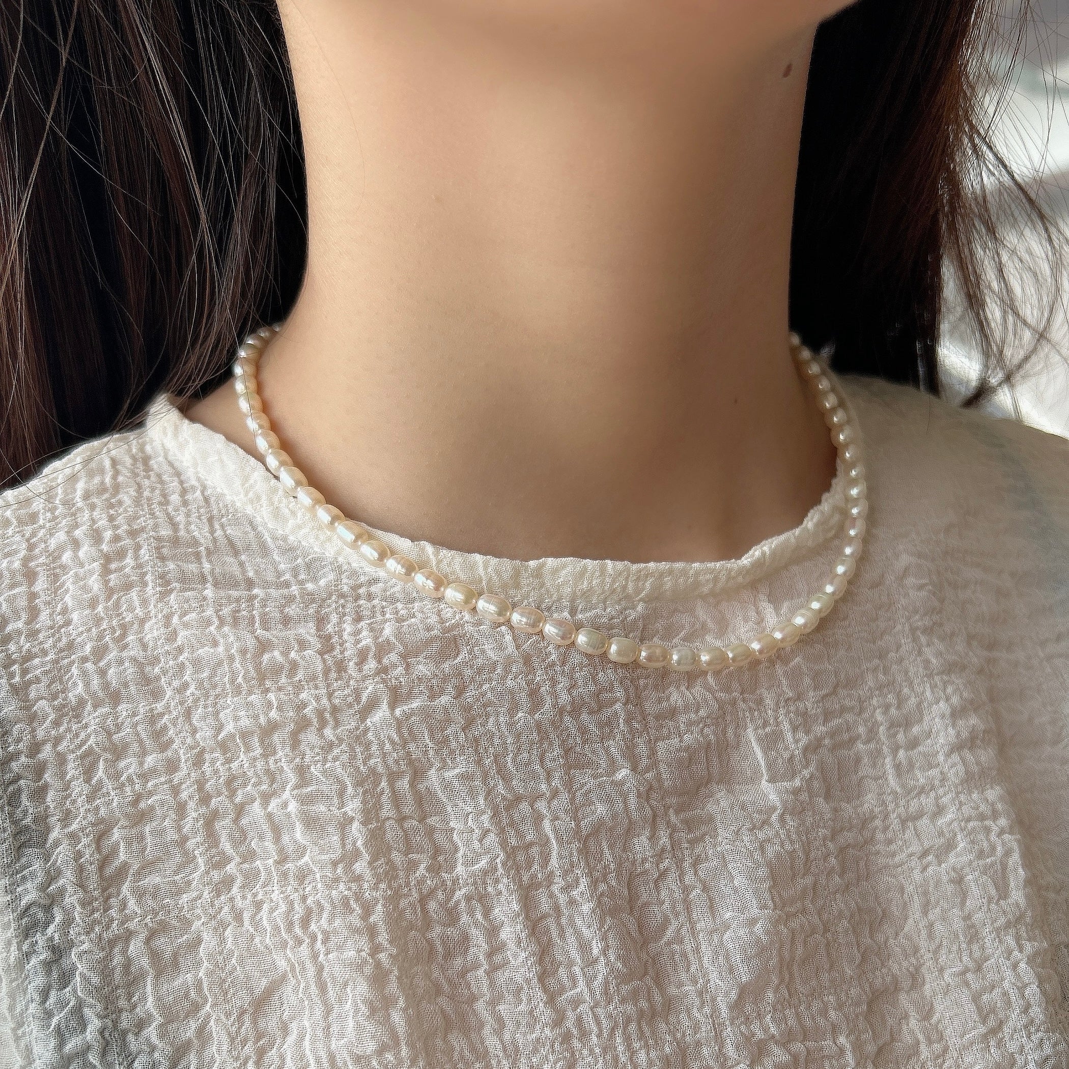 SV925淡水パールネックレス金メッキ