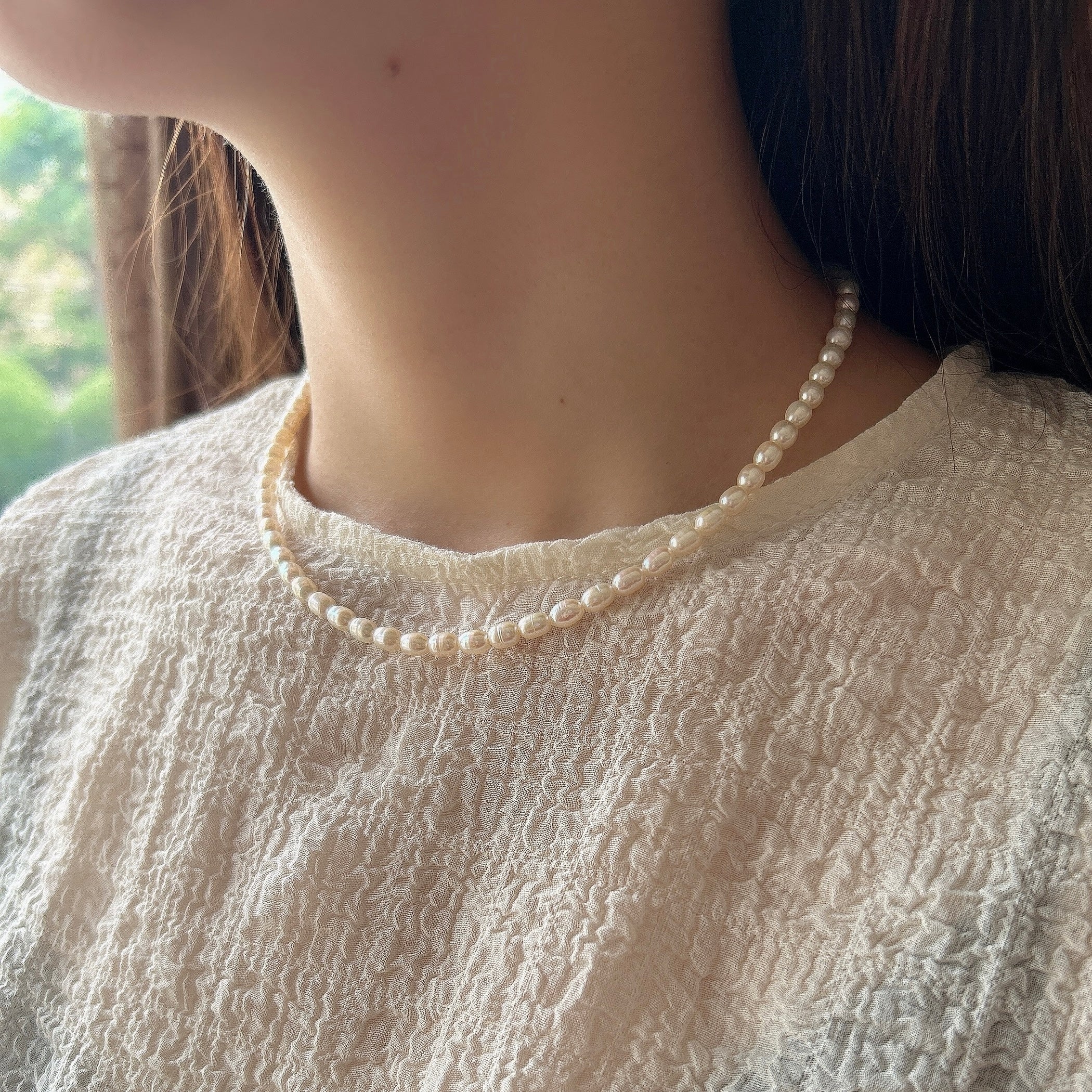 SV925淡水パールネックレス金メッキ