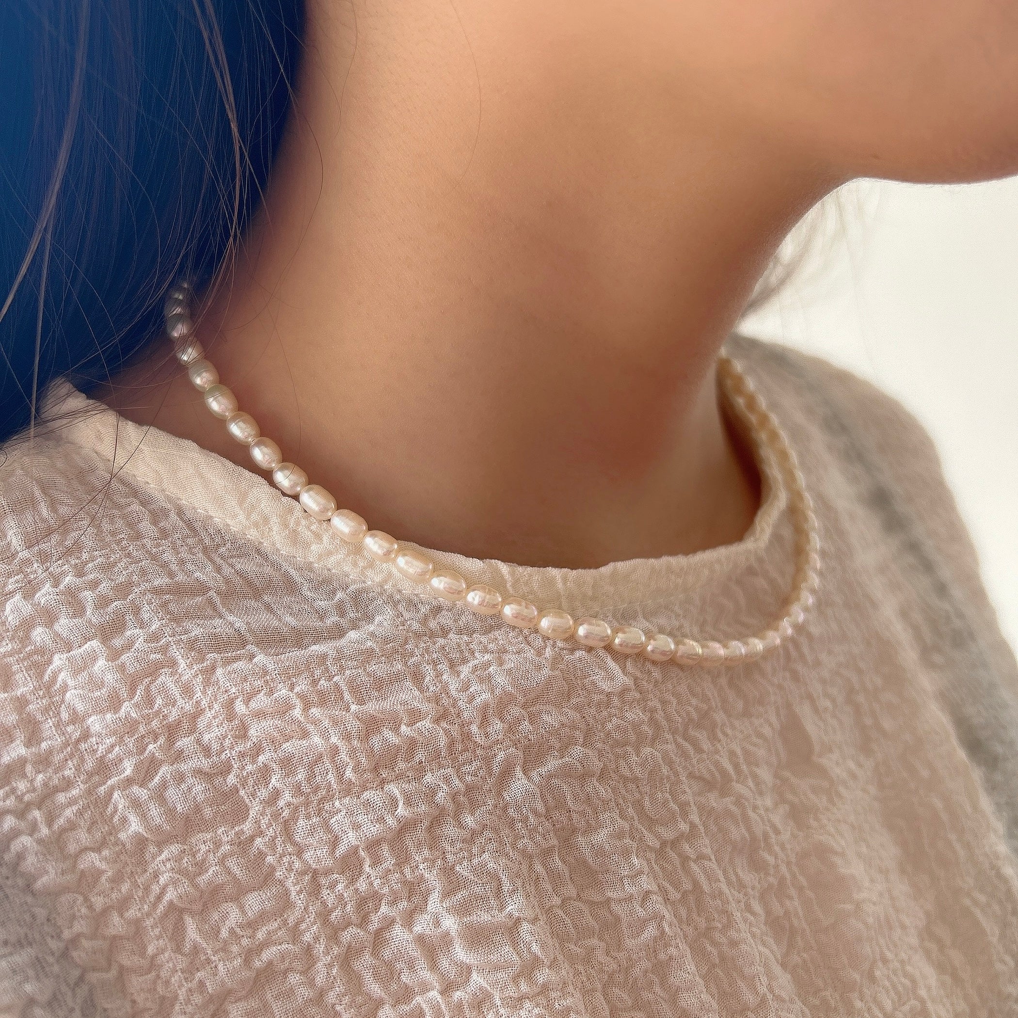 SV925淡水パールネックレス金メッキ