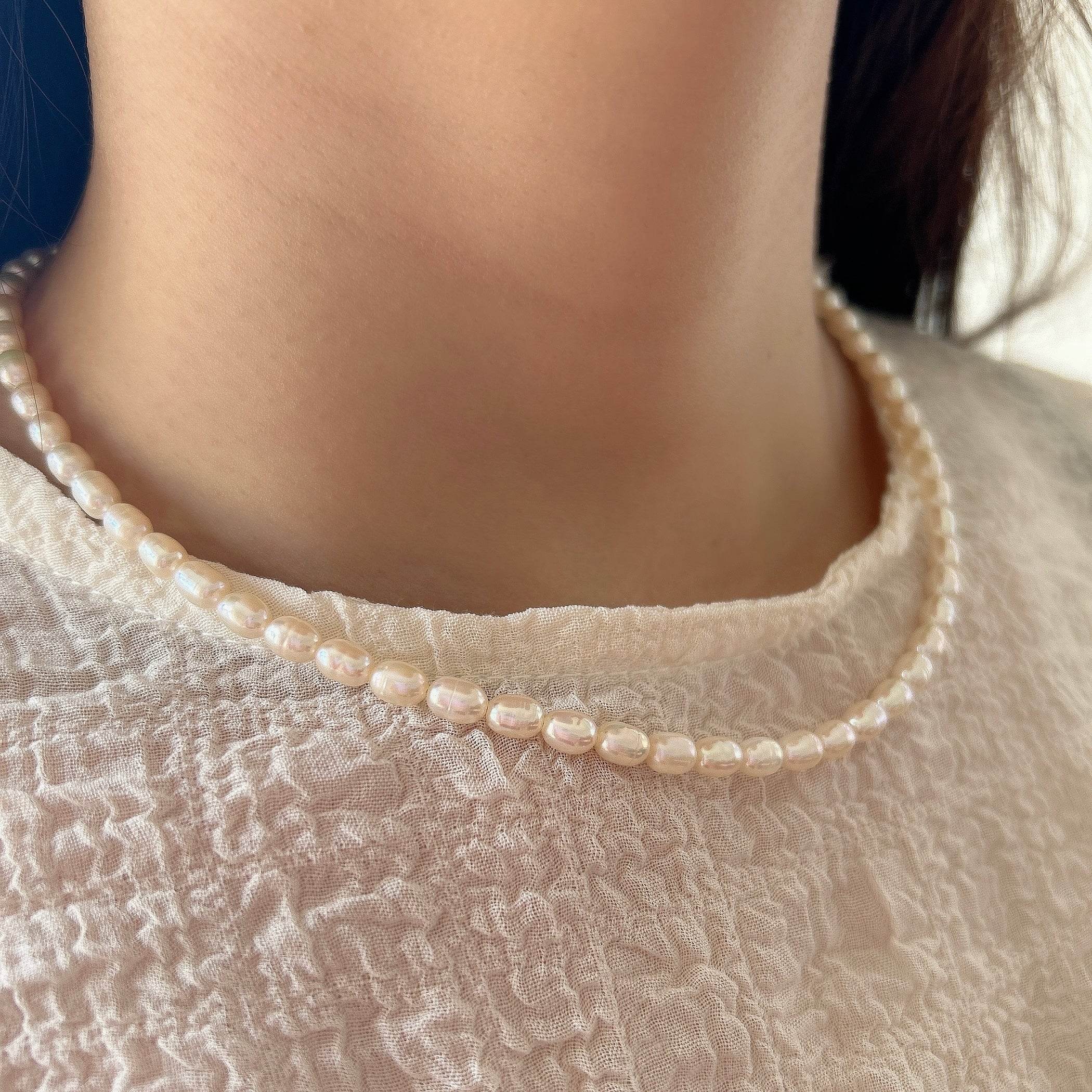 SV925淡水パールネックレス金メッキ