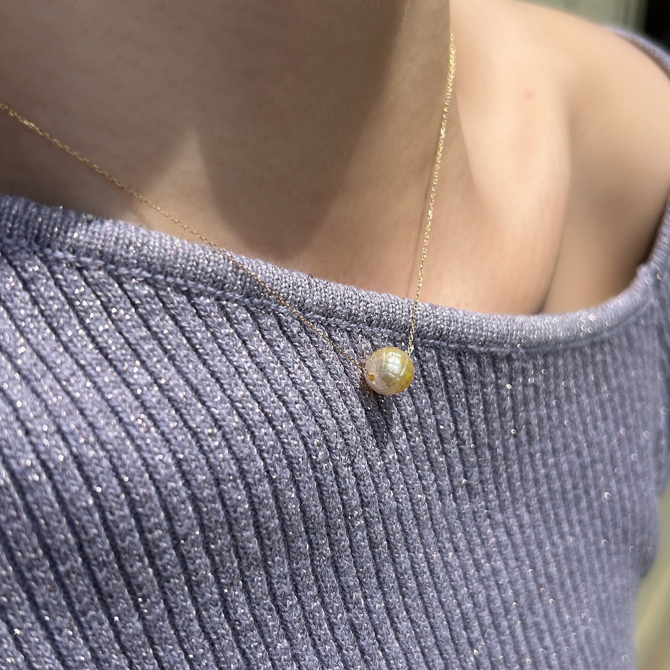 K18南洋カットパールネックレスゴールド