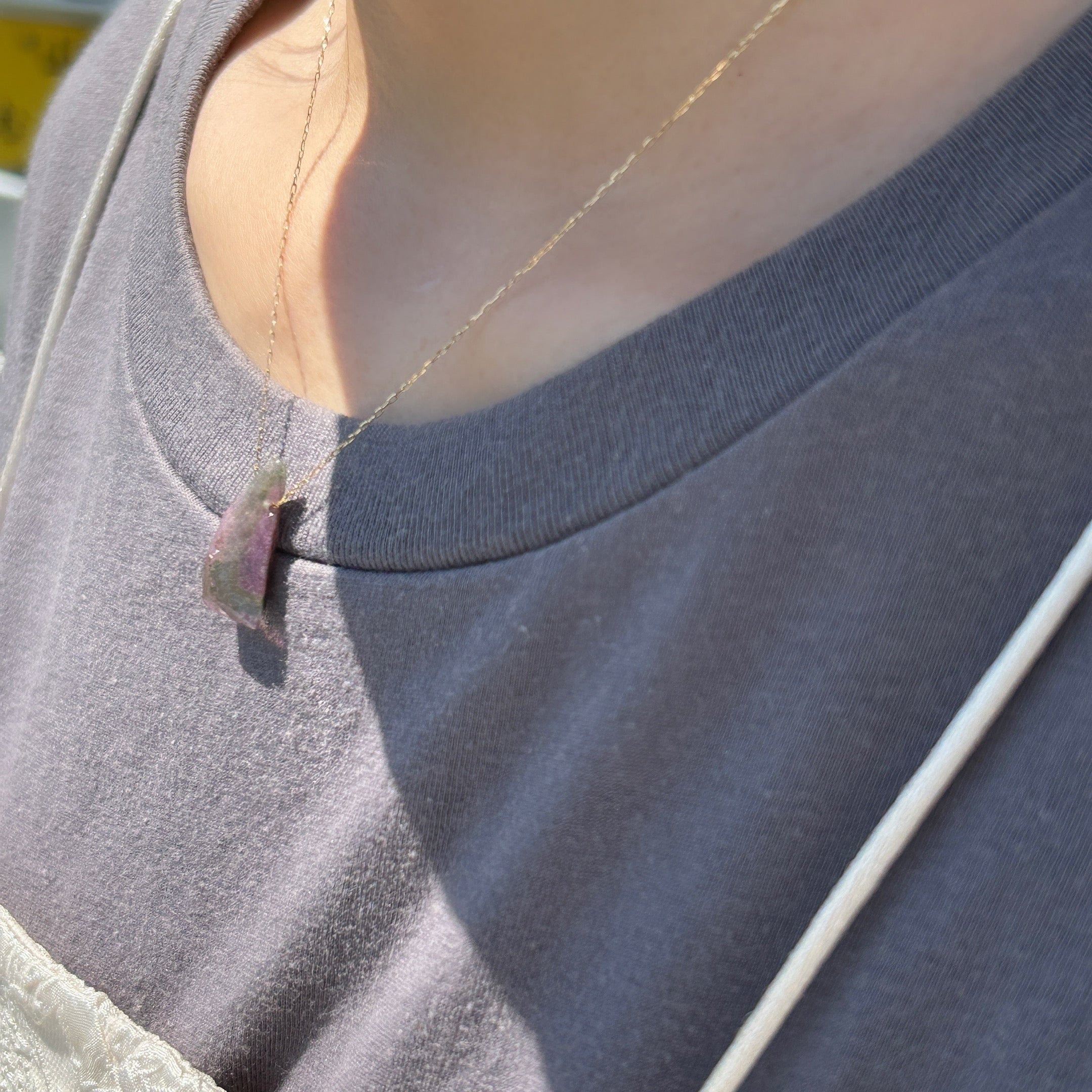 【一点物】K18ランダムカットトルマリンネックレス001