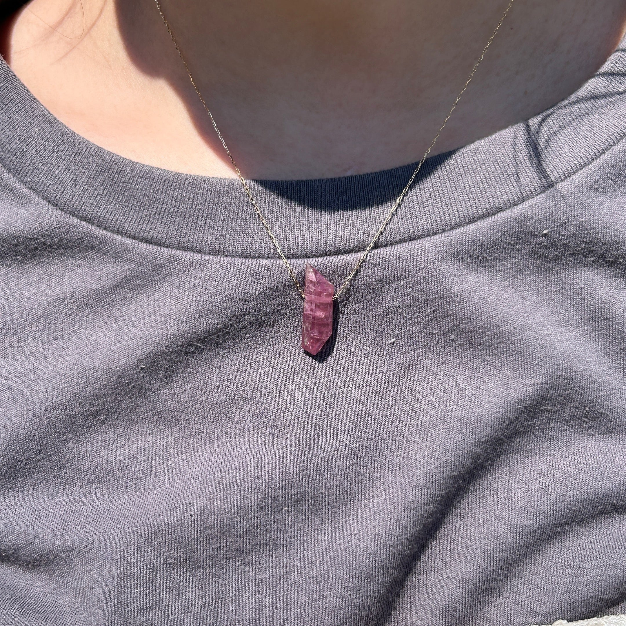 【一点物】K18ランダムカットトルマリンネックレス004