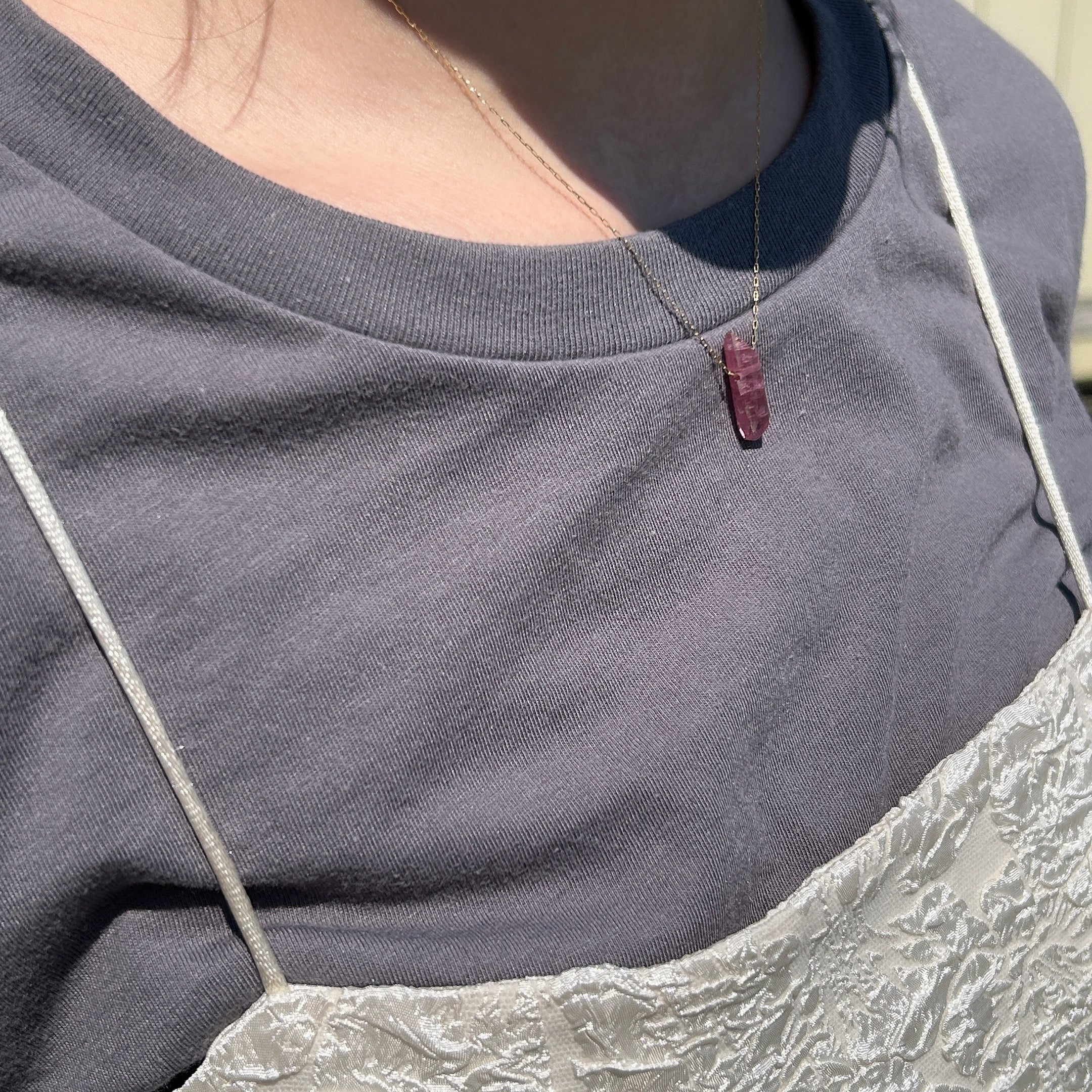 【一点物】K18ランダムカットトルマリンネックレス004