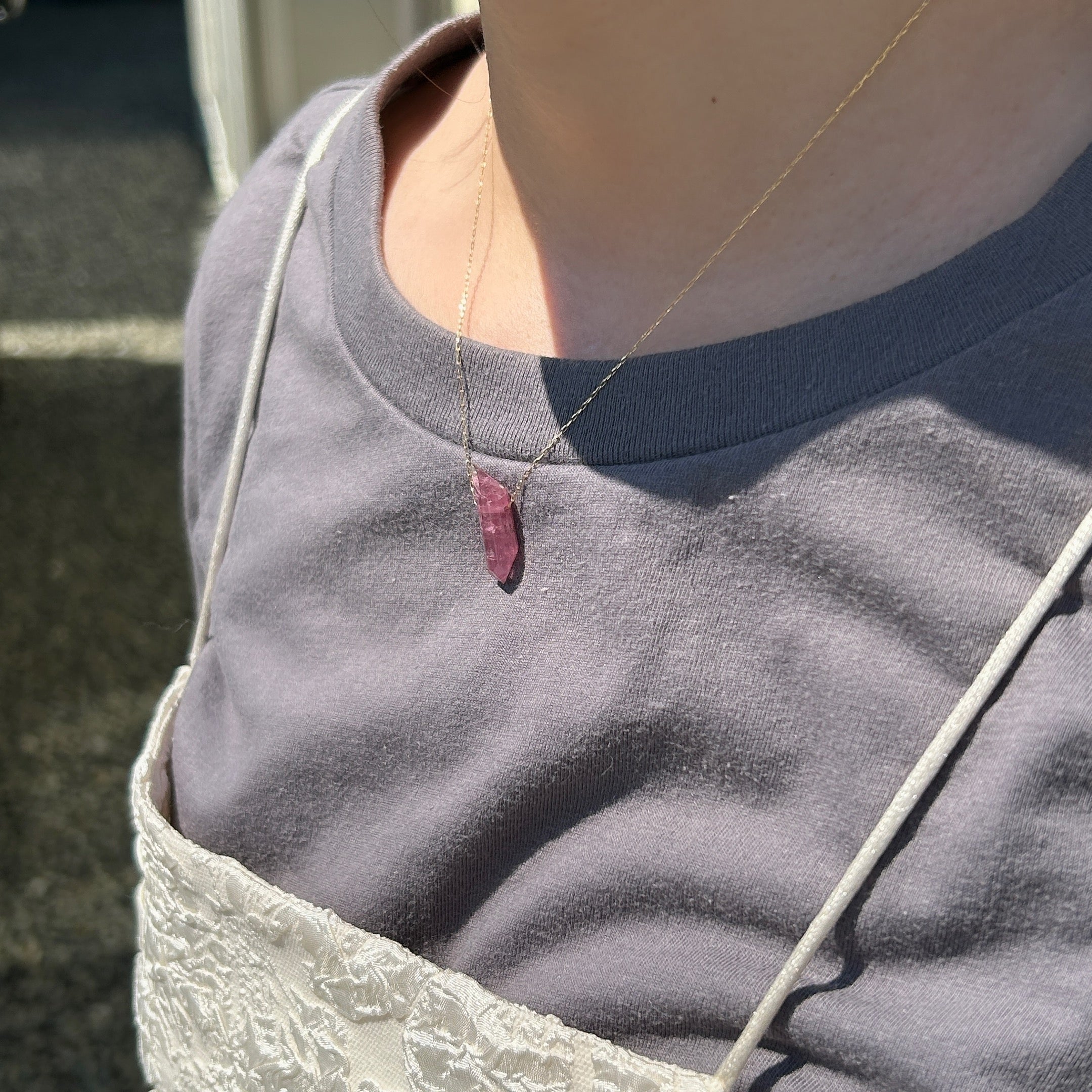 【一点物】K18ランダムカットトルマリンネックレス004