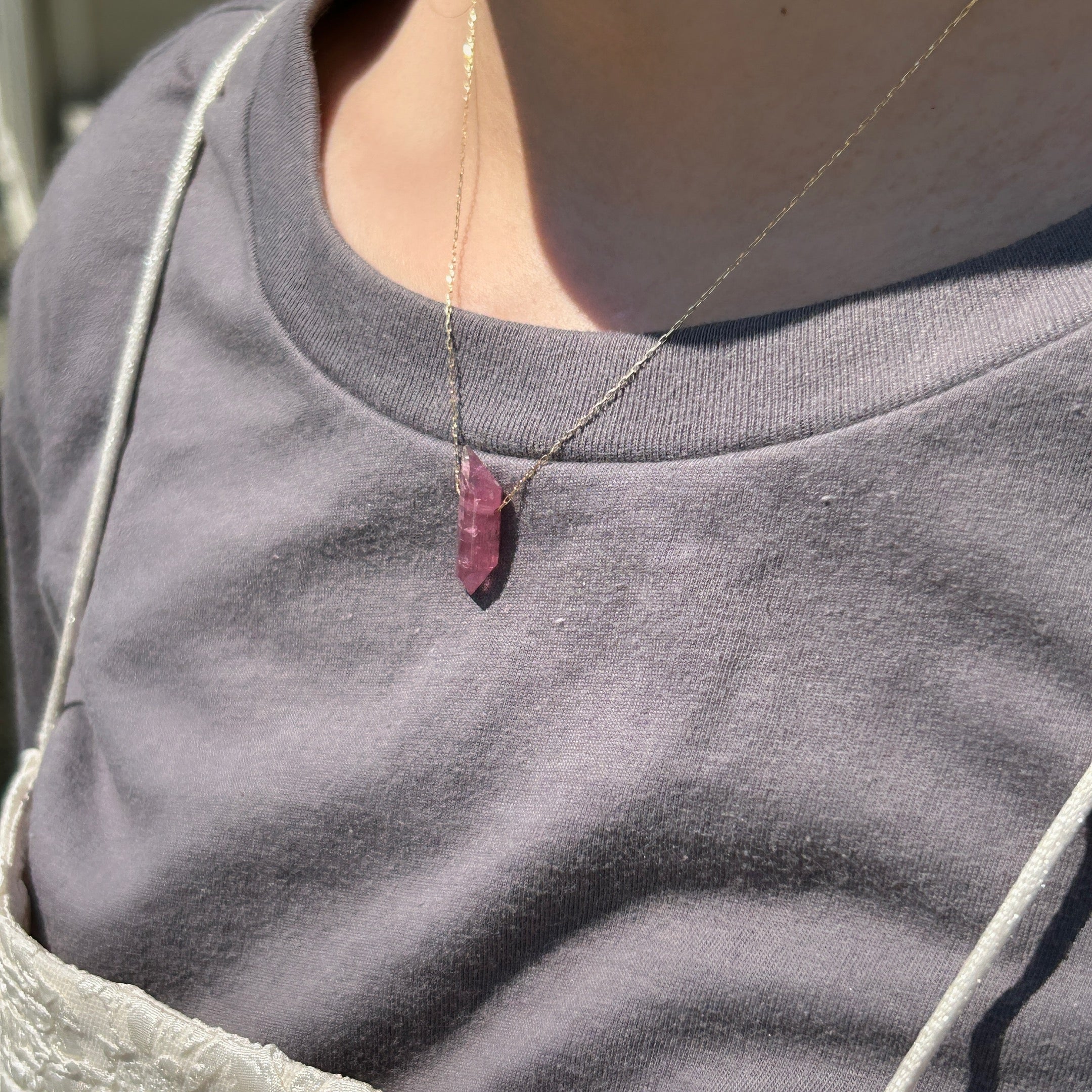 【一点物】K18ランダムカットトルマリンネックレス004