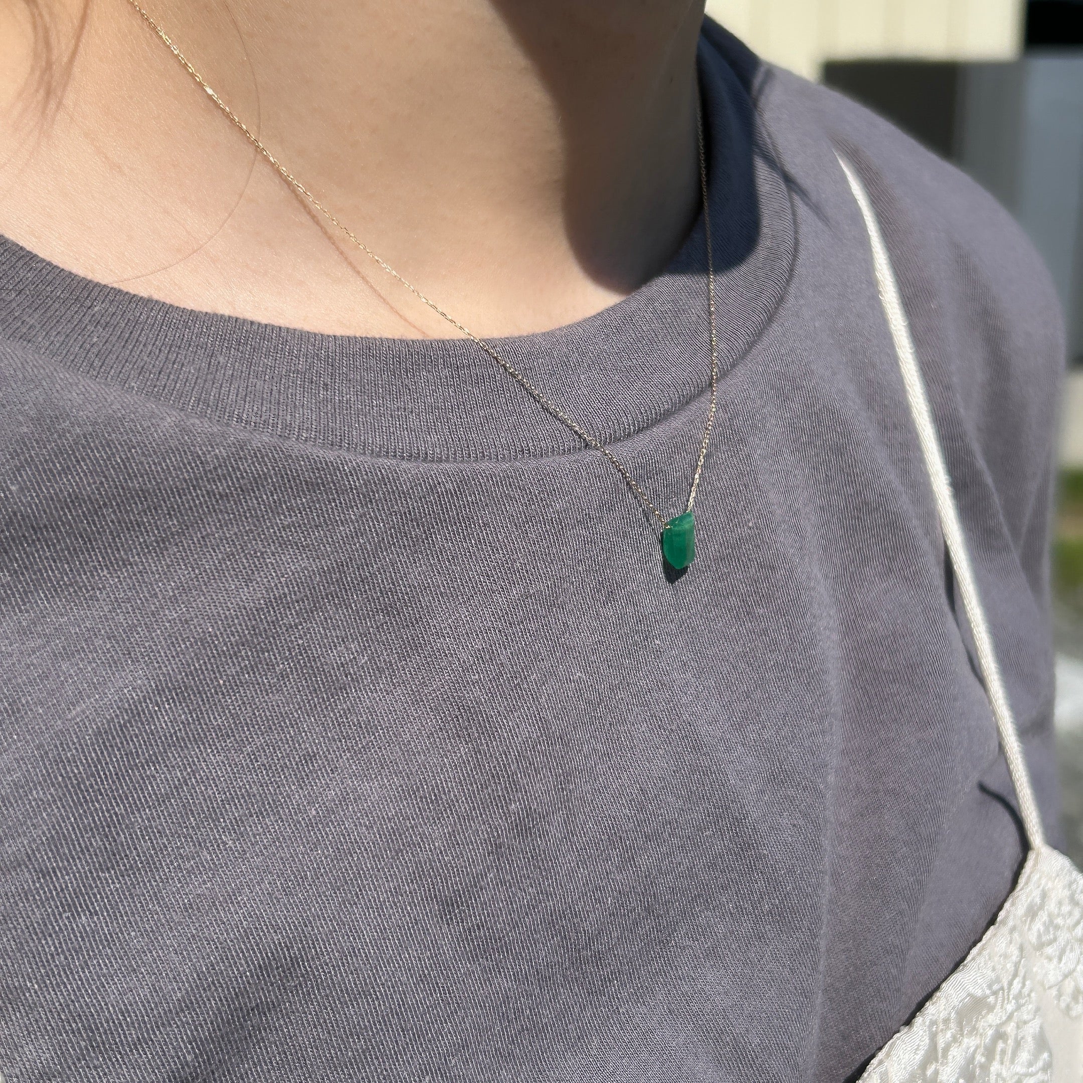 K18エメラルドネックレス