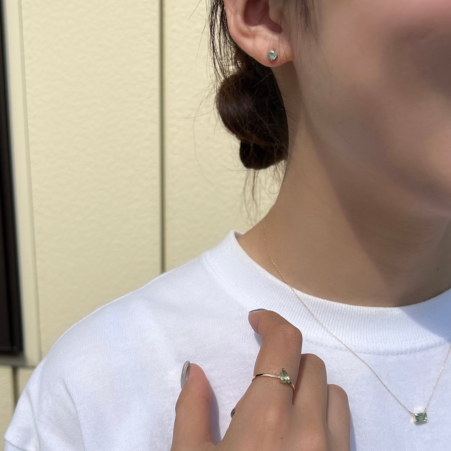 K18ミントカヤナイトピアス