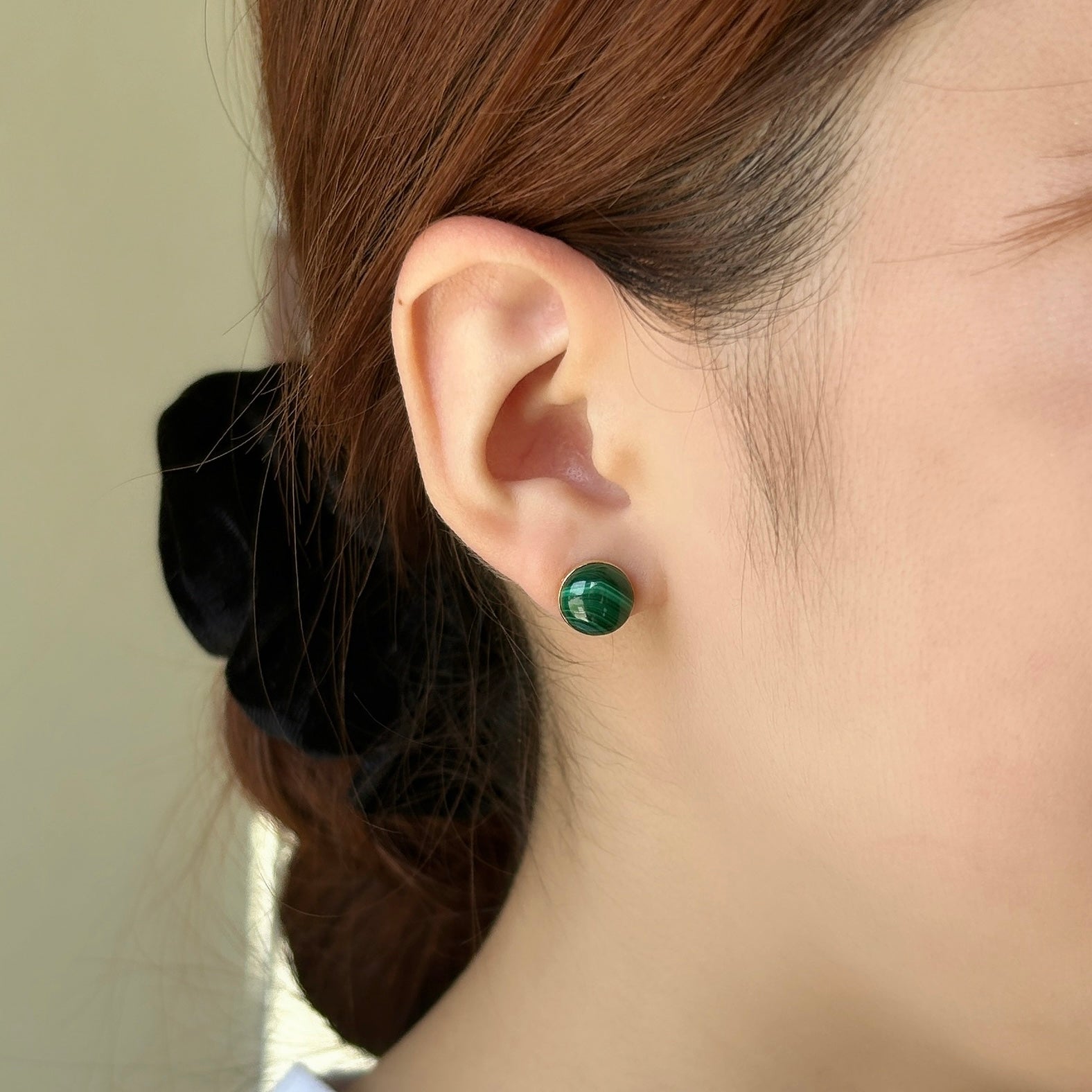 K18マラカイト手巻きピアス