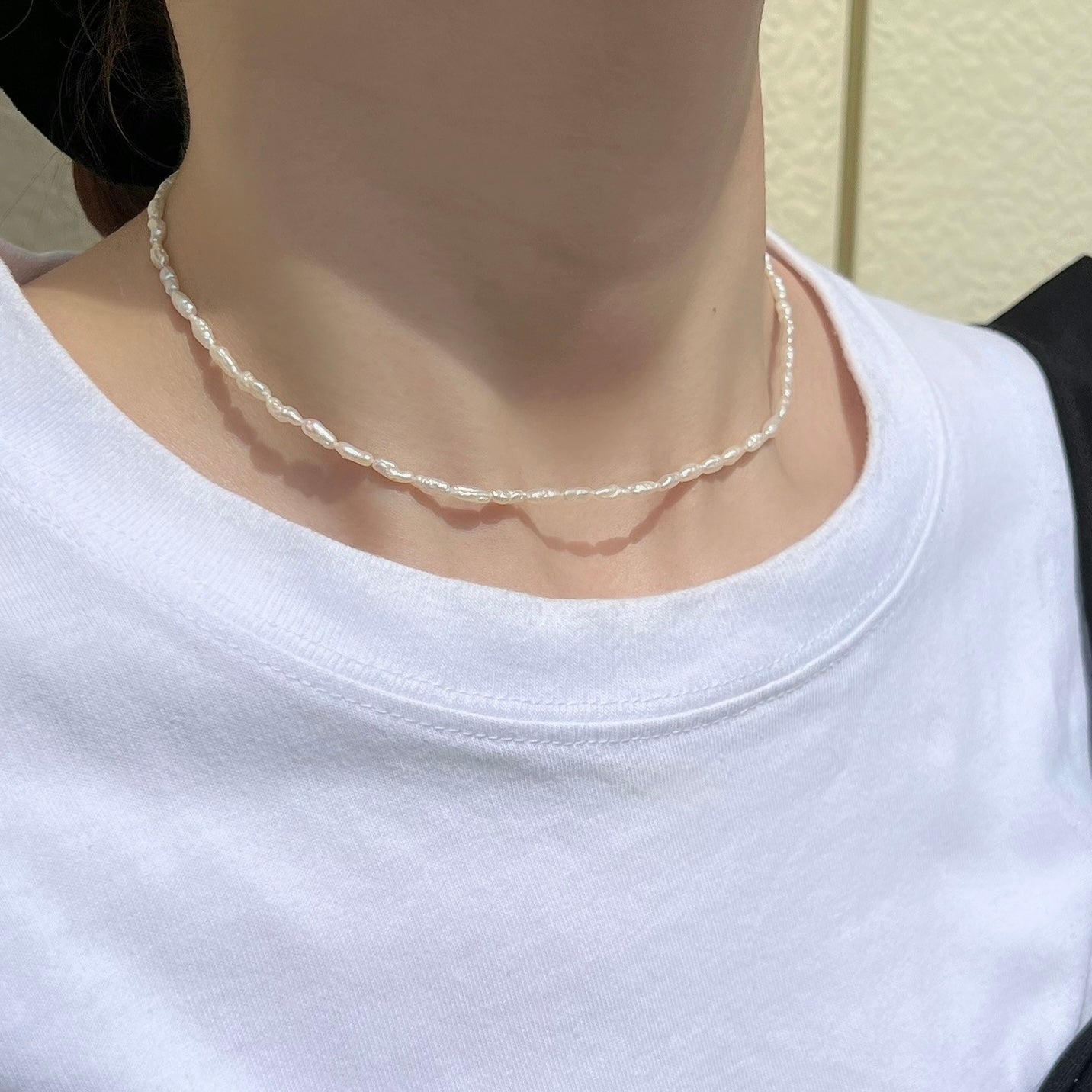 SV925淡水ライスパールチョーカーネックレス
