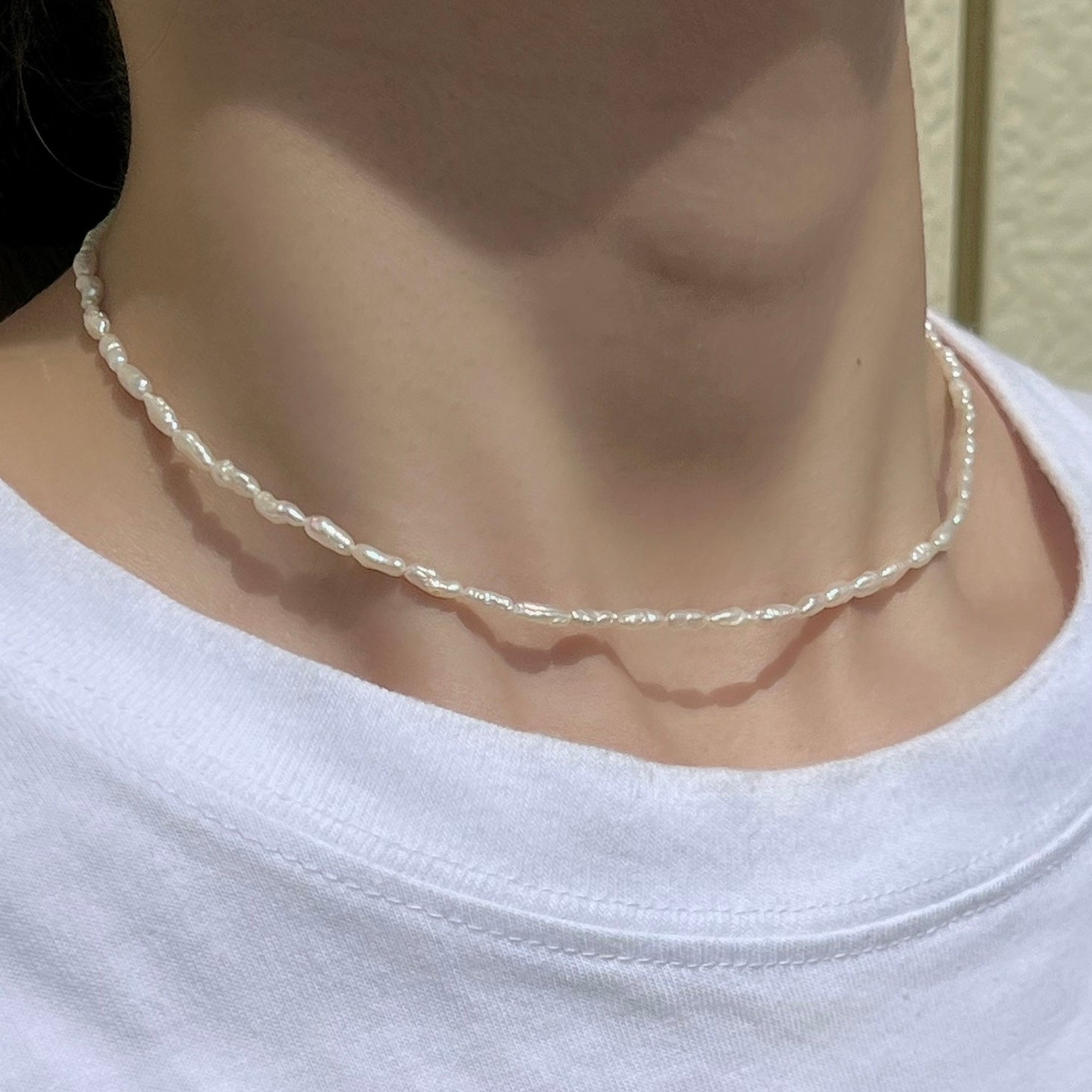 SV925淡水ライスパールチョーカーネックレス