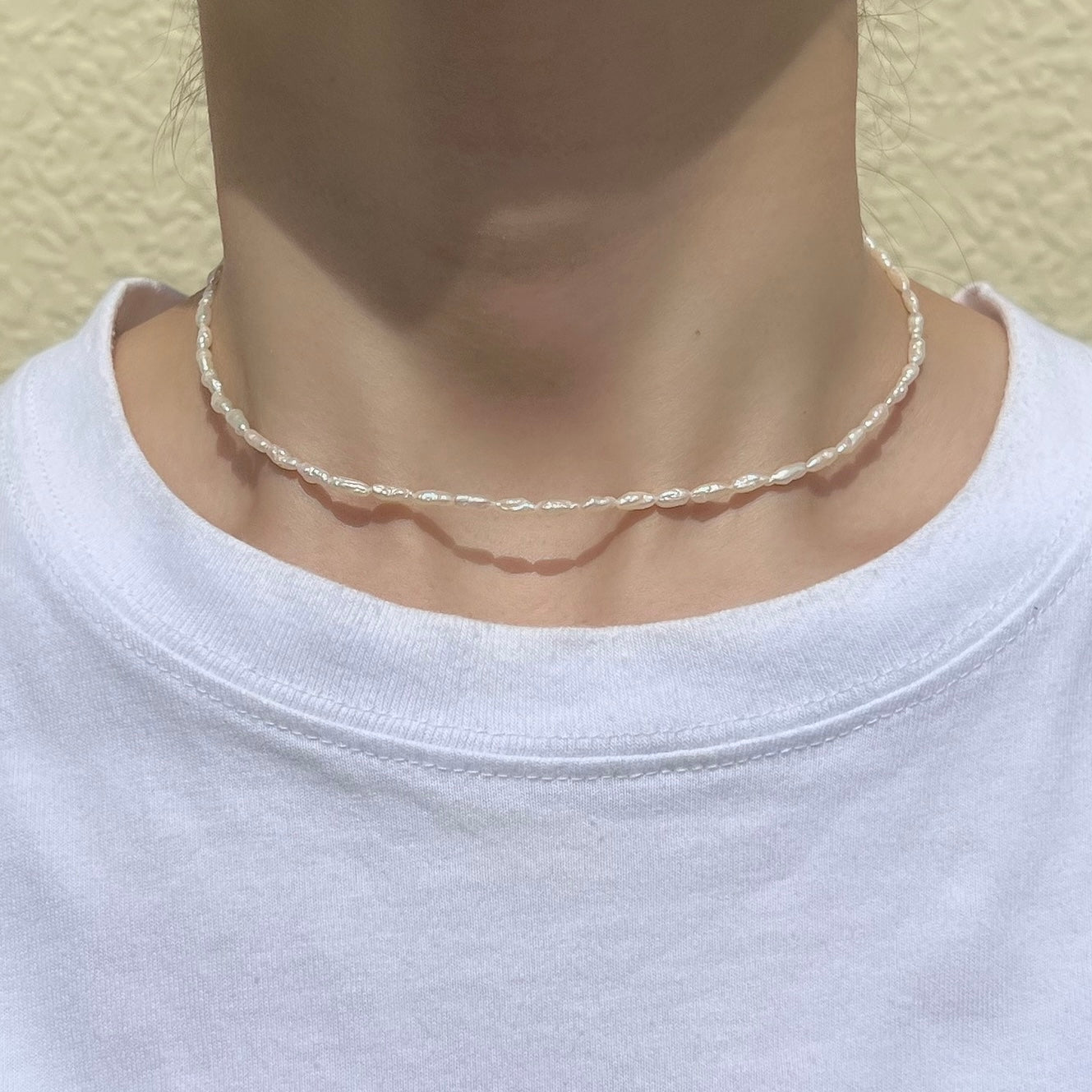 SV925淡水ライスパールチョーカーネックレス