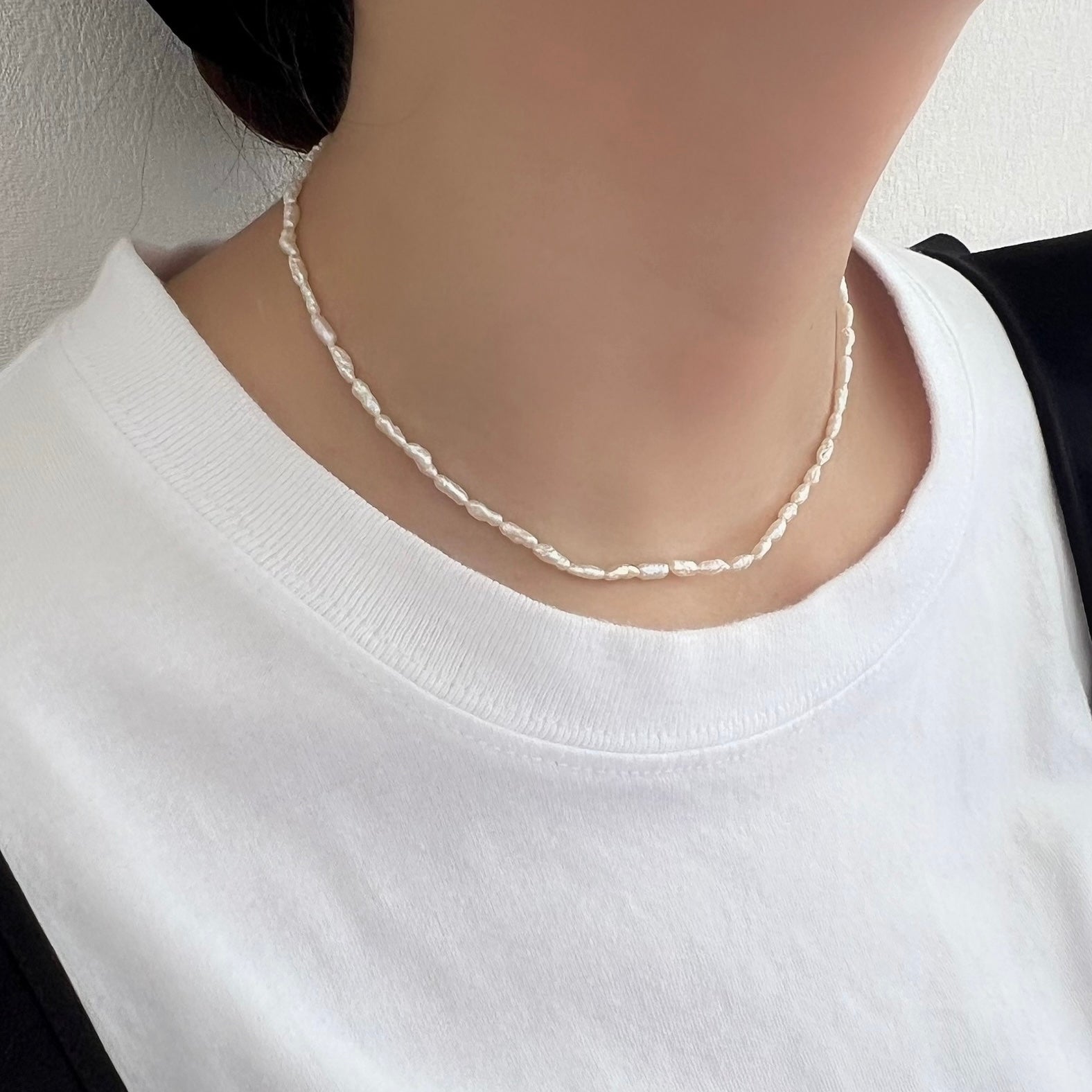 SV925淡水ライスパールチョーカーネックレス