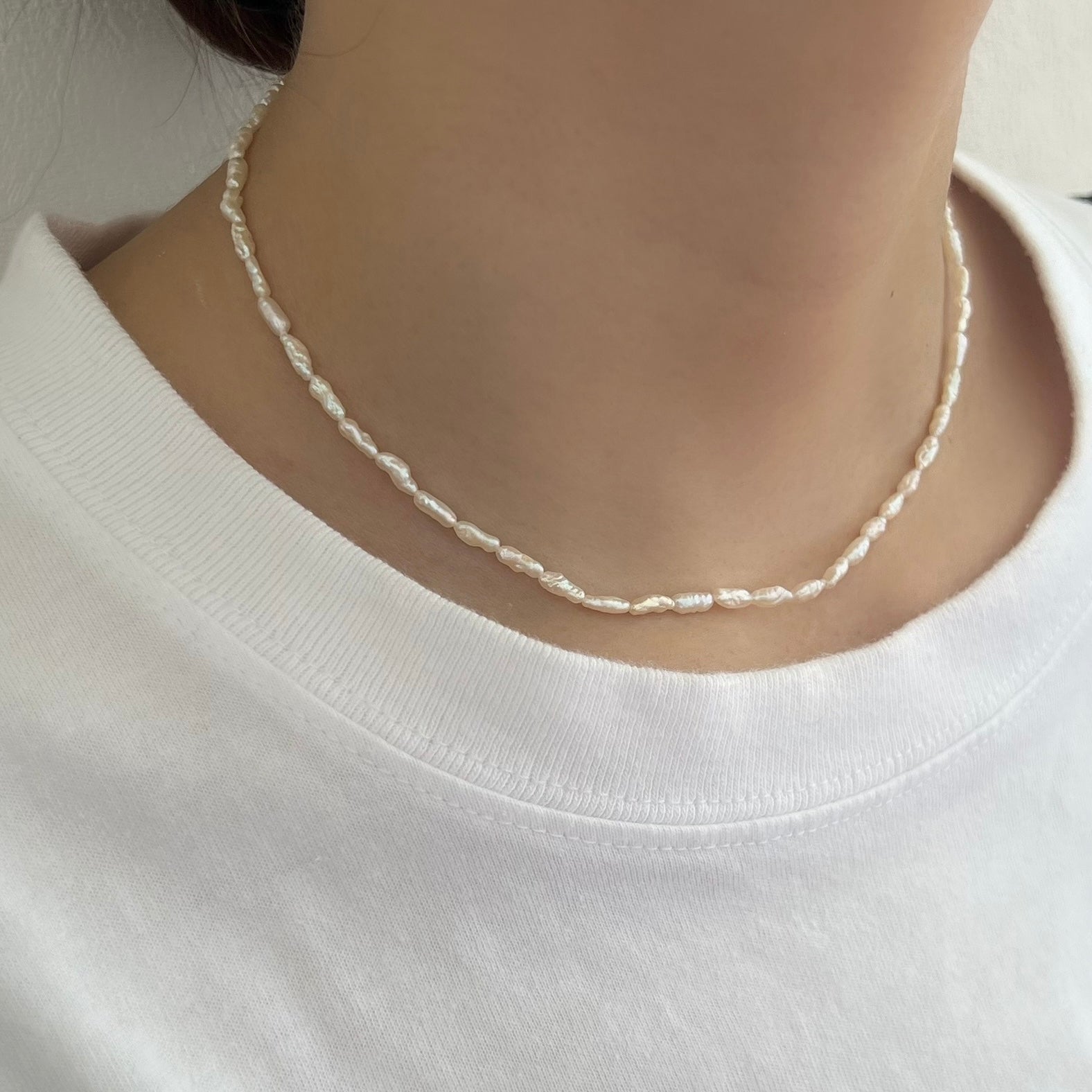 SV925淡水ライスパールチョーカーネックレス