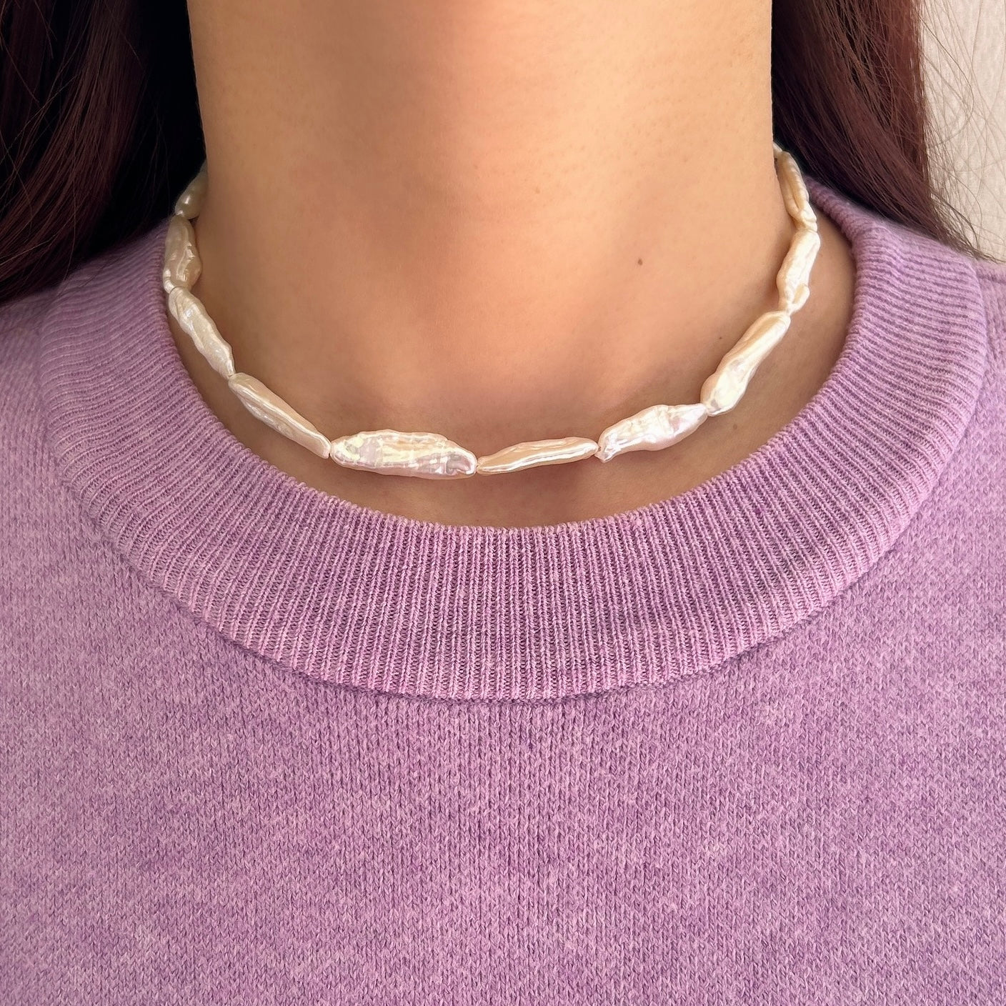 SV925変形淡水パールチョーカーネックレス