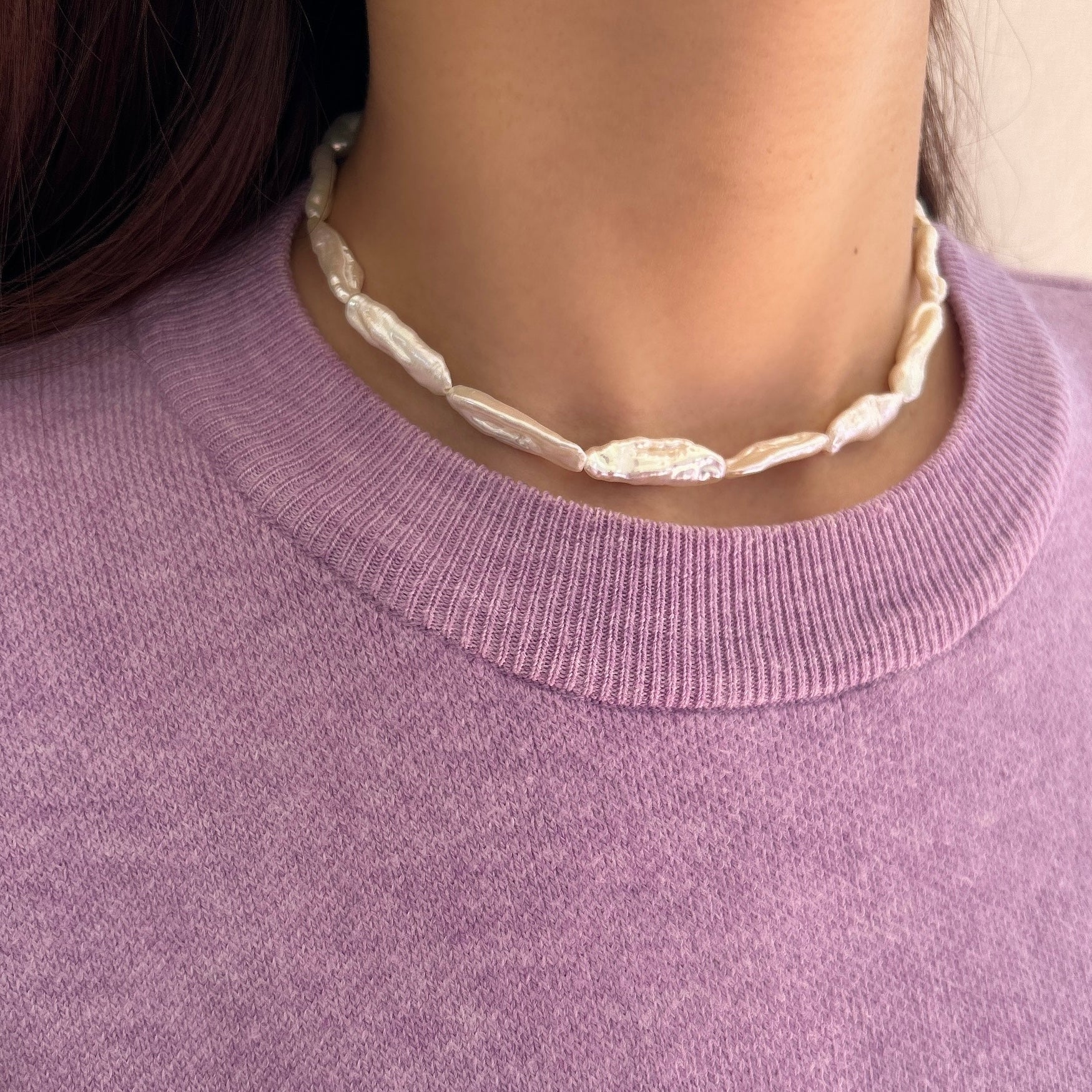 SV925変形淡水パールチョーカーネックレス