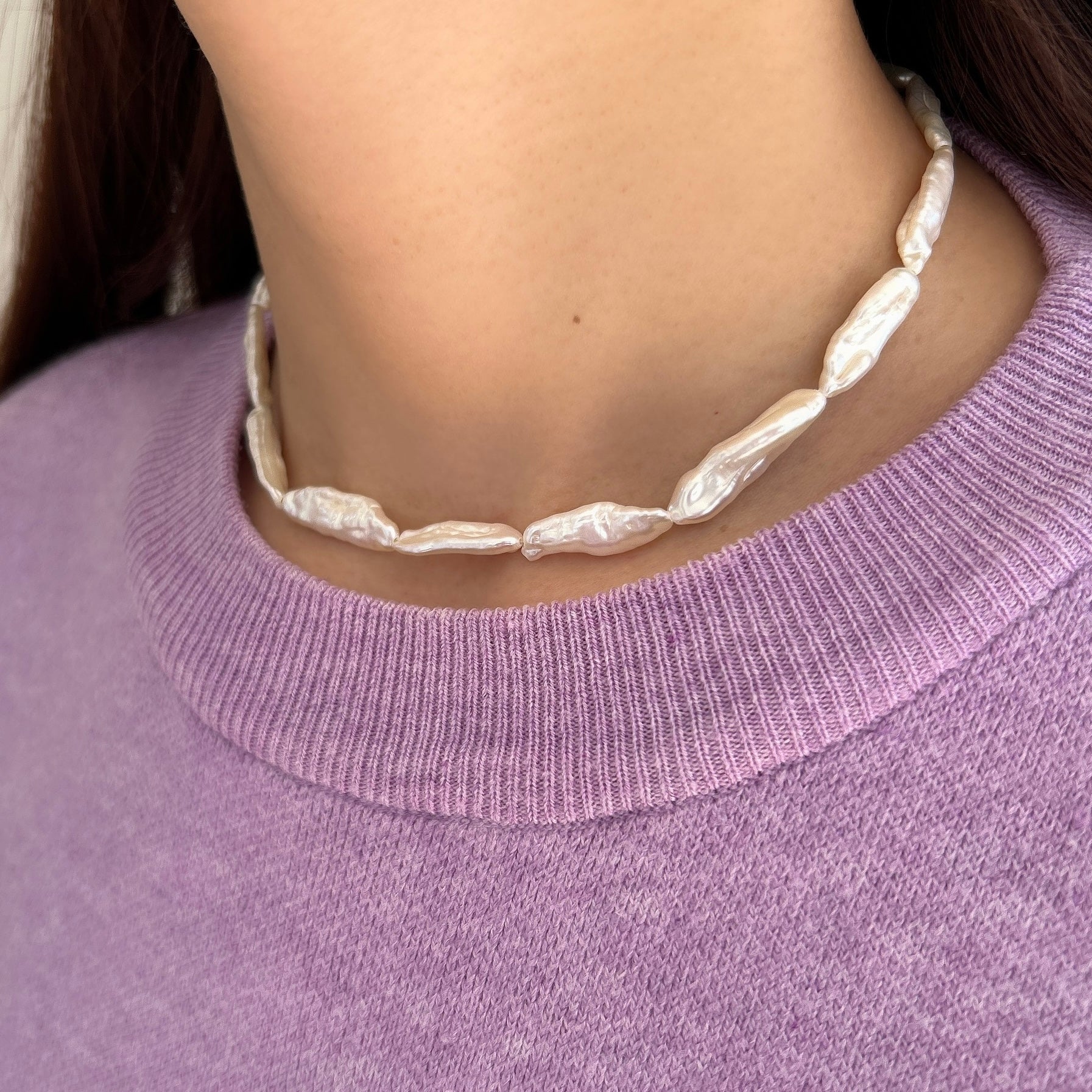 SV925変形淡水パールチョーカーネックレス