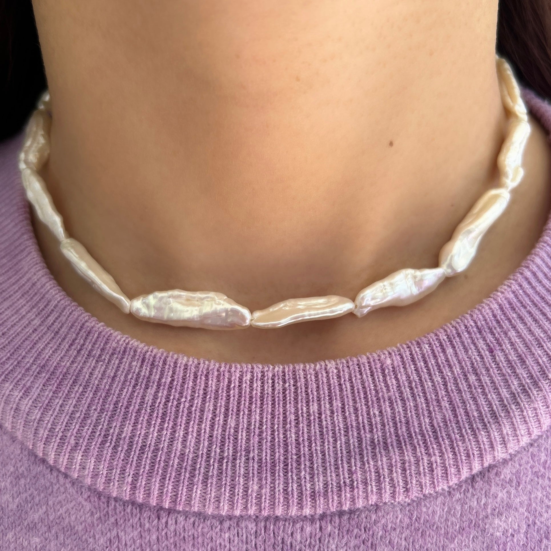 SV925変形淡水パールチョーカーネックレス