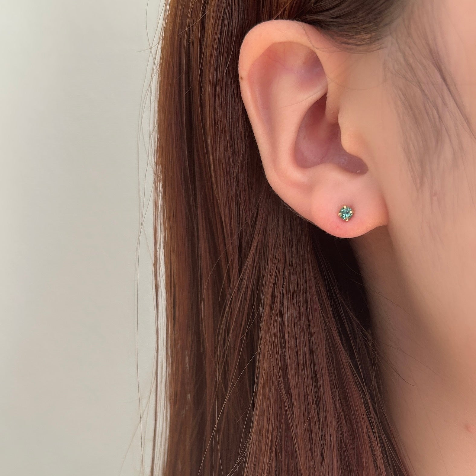 K18ブルーグリーントルマリンピアス