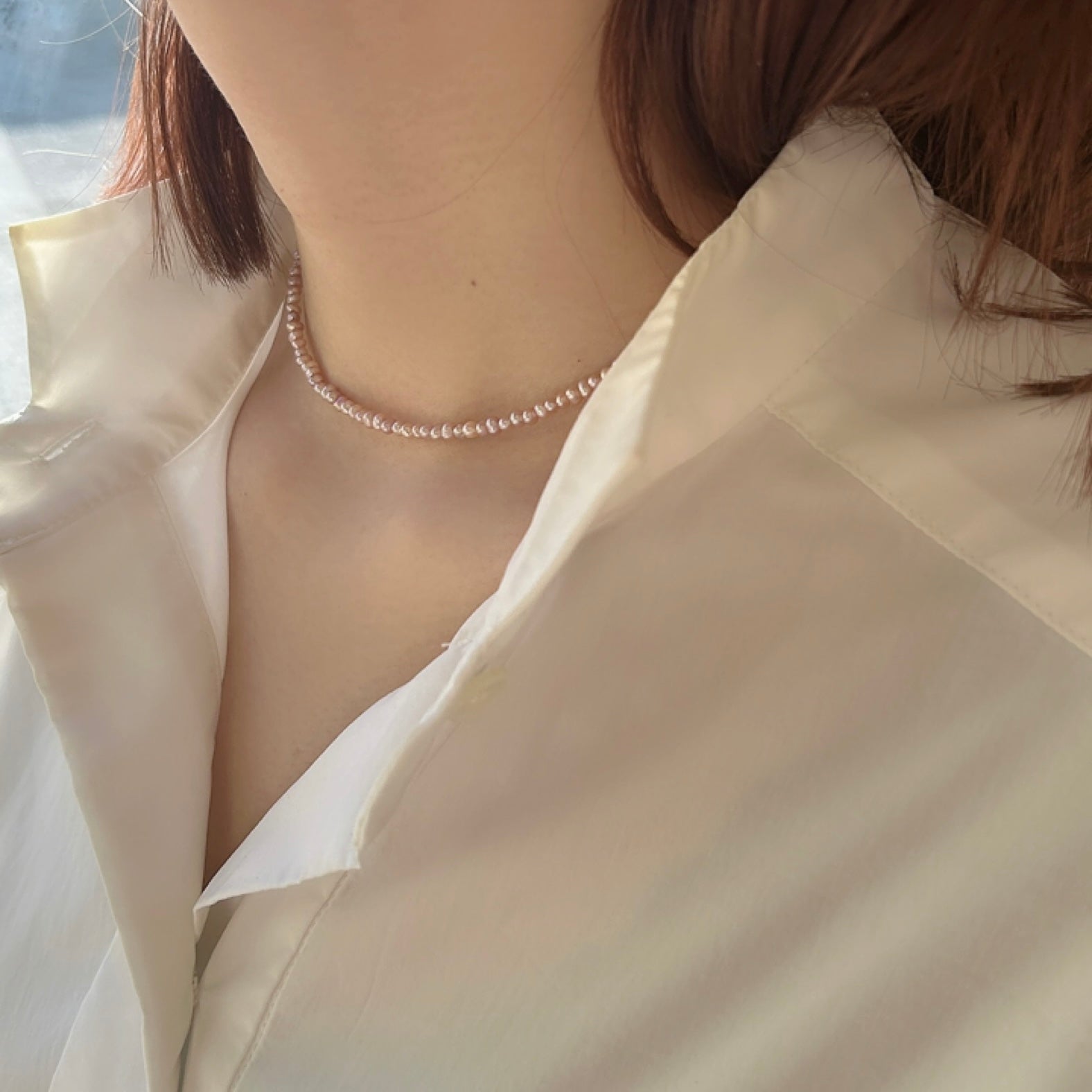 SV925淡水ピンクベビーパールネックレス