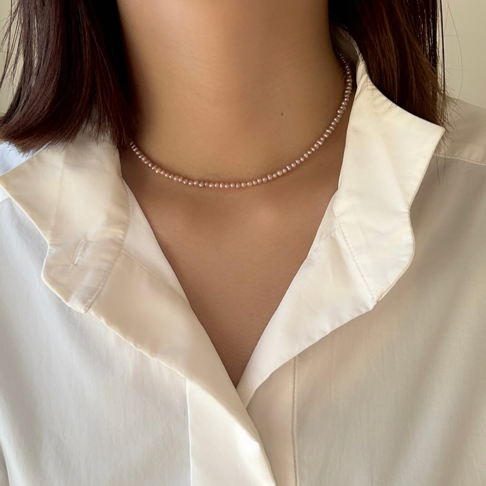 SV925淡水ピンクベビーパールネックレス