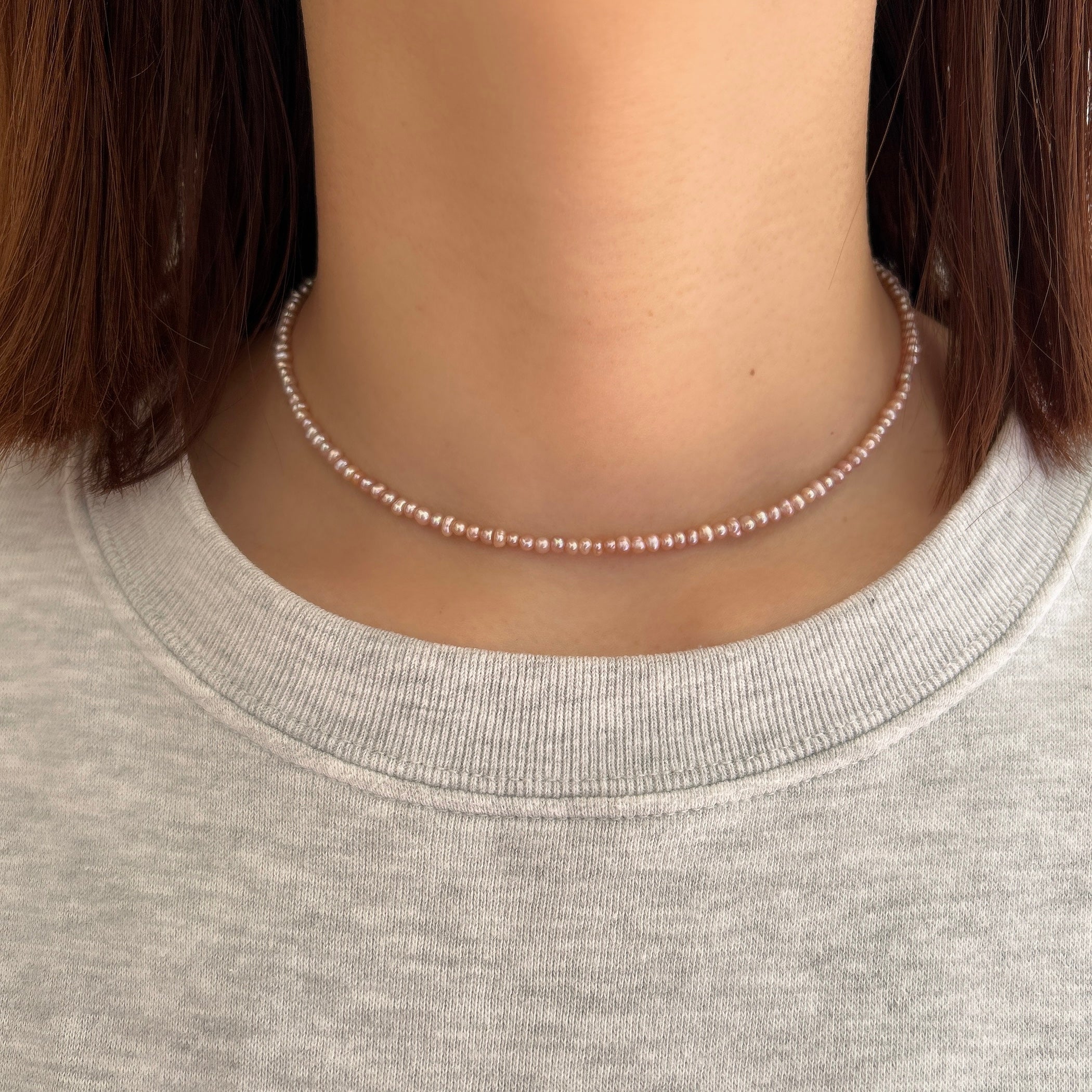 SV925淡水ピンクベビーパールネックレス