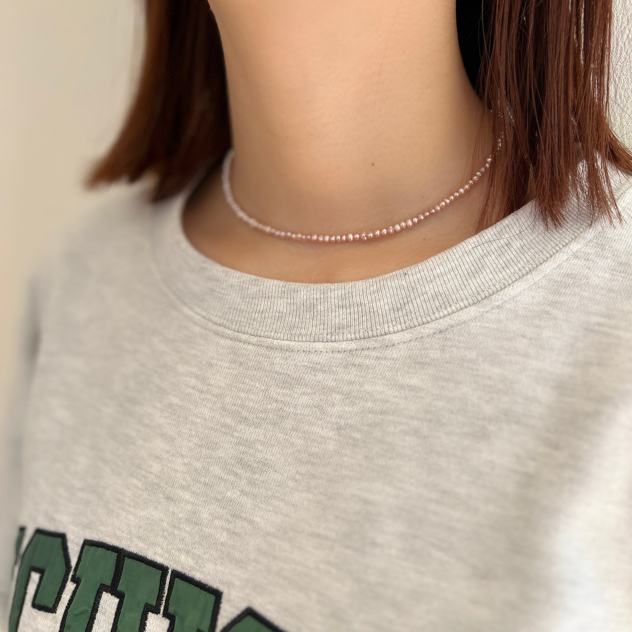 SV925淡水ピンクベビーパールネックレス