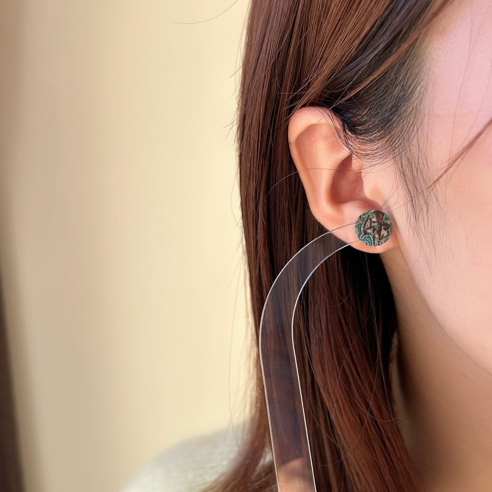 【一点物】K18クリソレースアゲートピアス