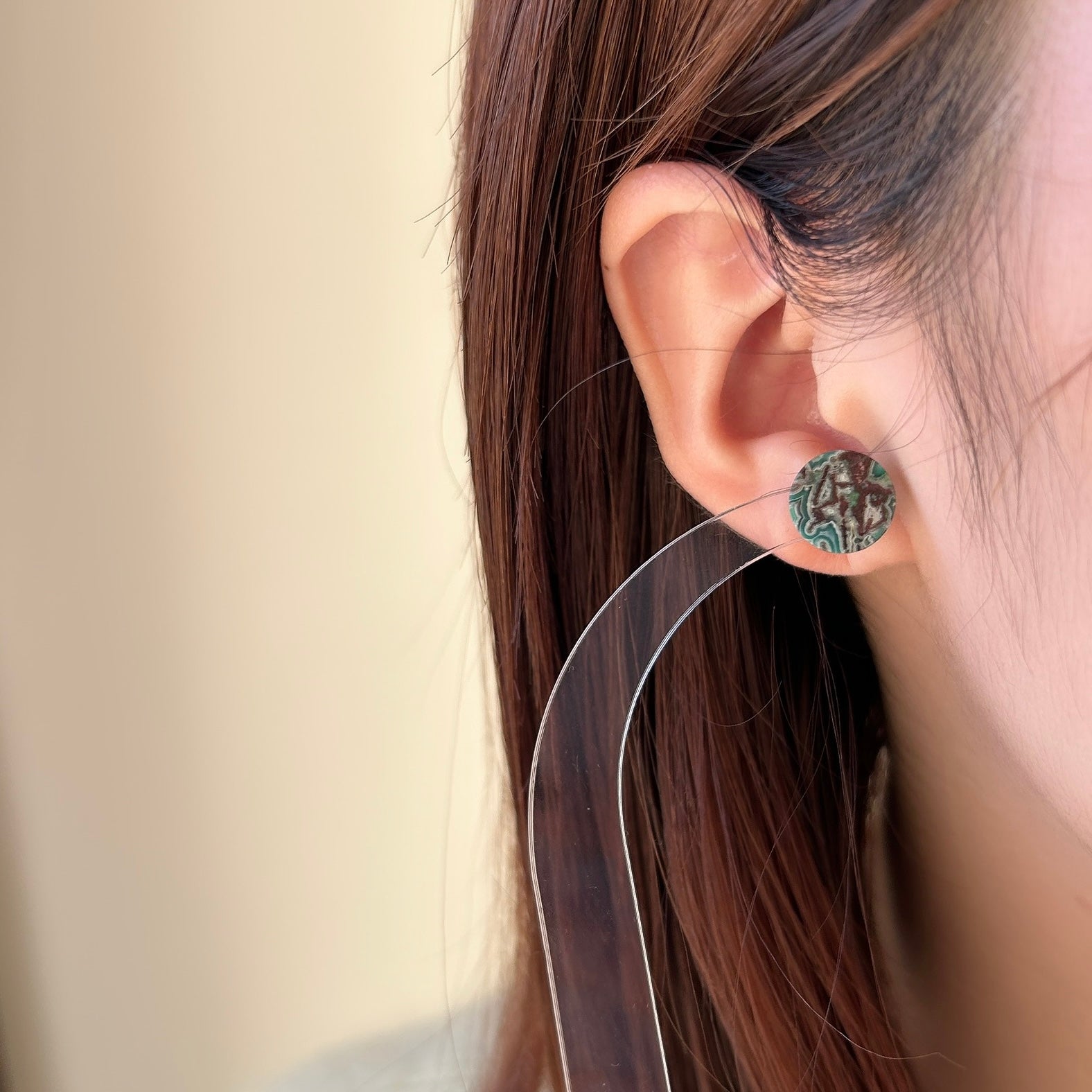 【一点物】K18クリソレースアゲートピアス