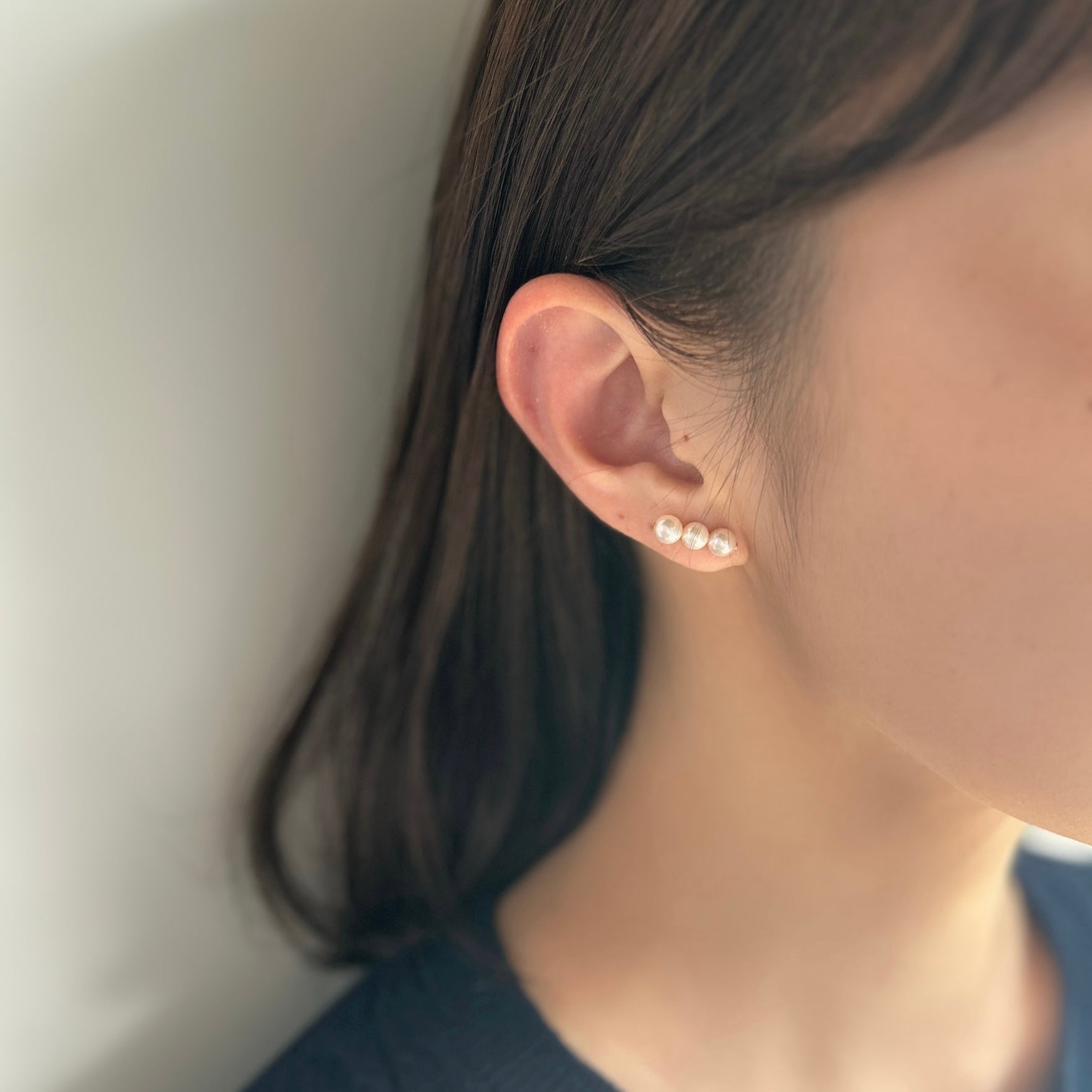 K18アコヤパール3粒ピアス
