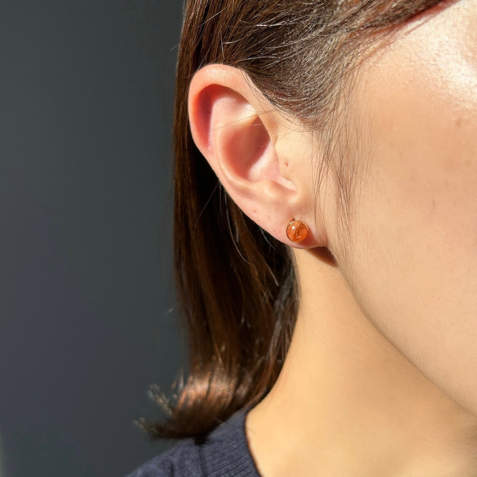 K18サンストーン手巻きピアス