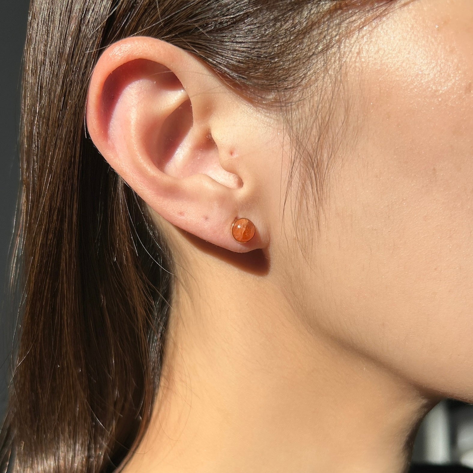 K18サンストーン手巻きピアス