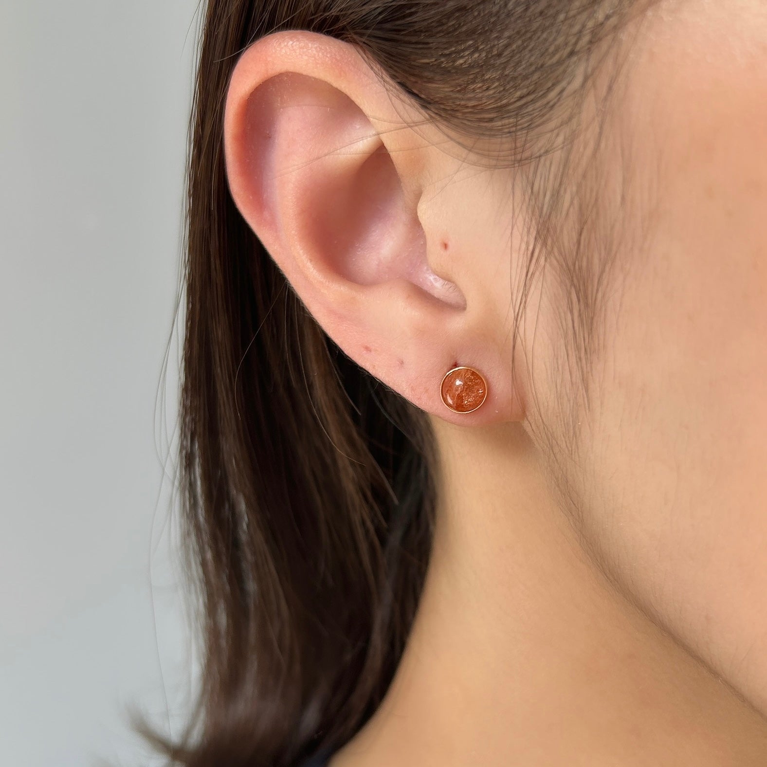 K18サンストーン手巻きピアス