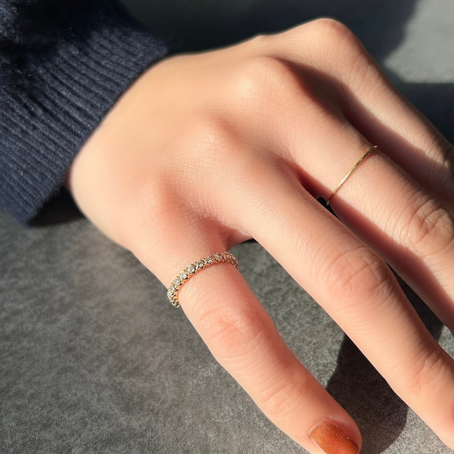 【受注生産品】K18ダイヤモンドフルエタニティピンキーリング