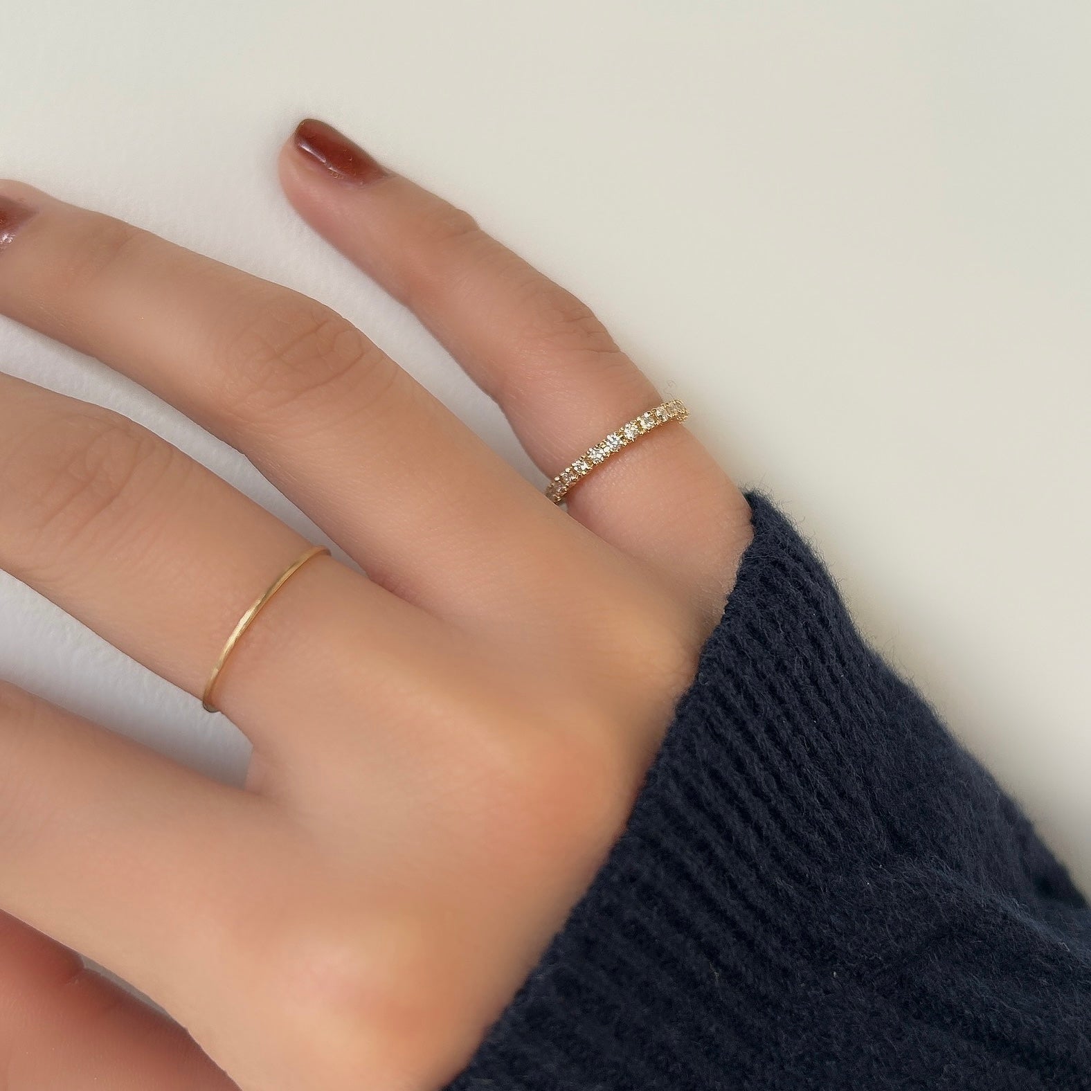 【受注生産品】K18ダイヤモンドフルエタニティピンキーリング