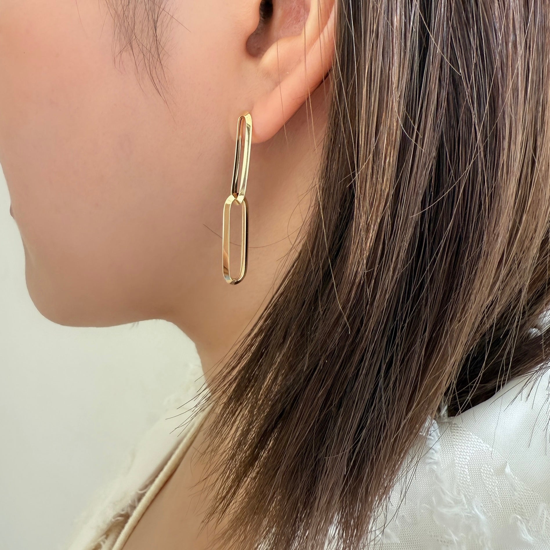 <NEW>K18ロングクリップピアス2コマ