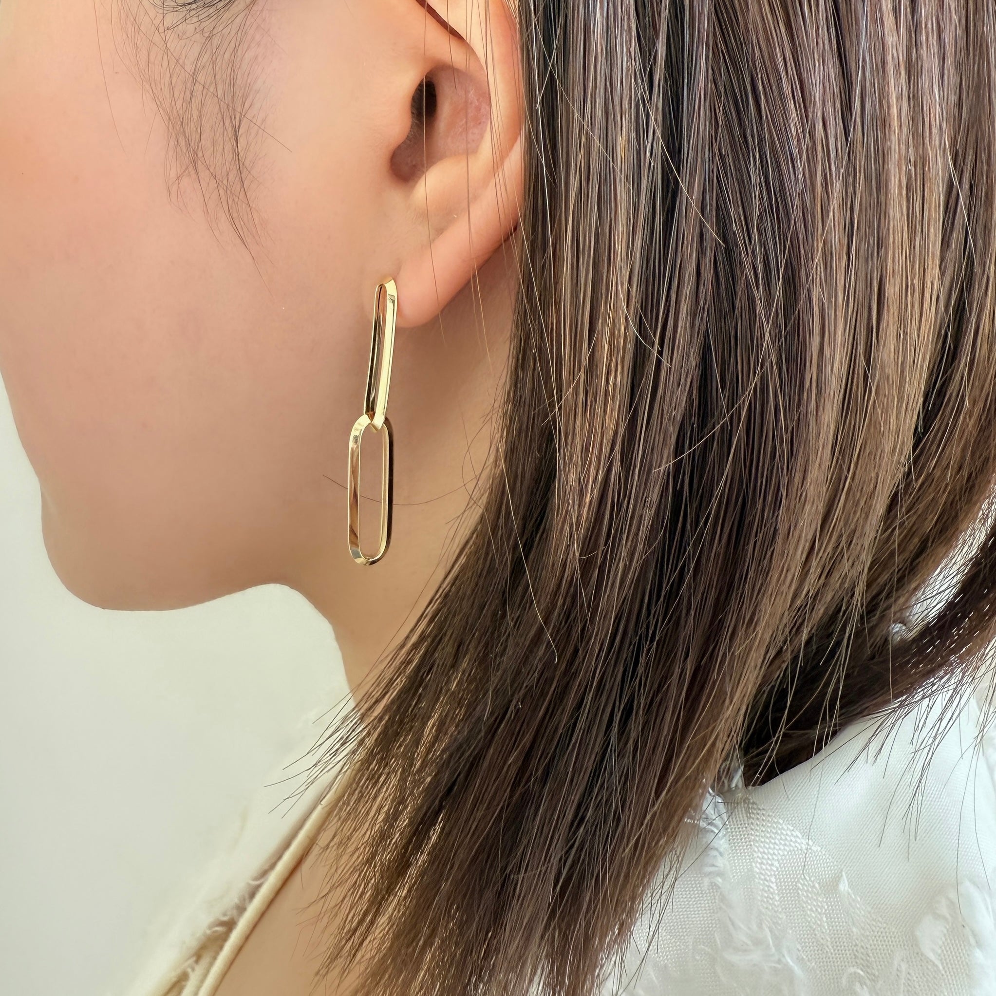 <NEW>K18ロングクリップピアス2コマ
