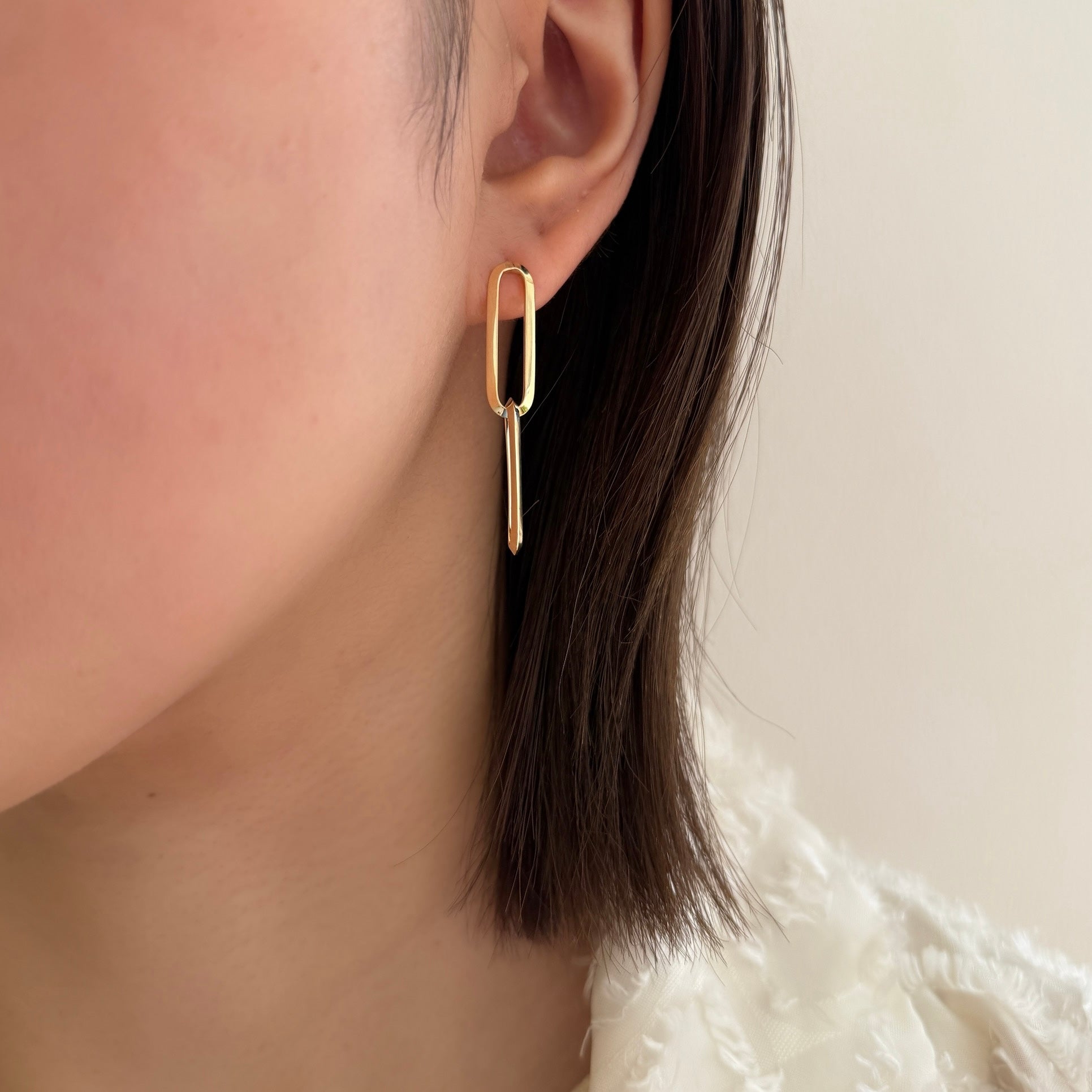 <NEW>K18ロングクリップピアス2コマ