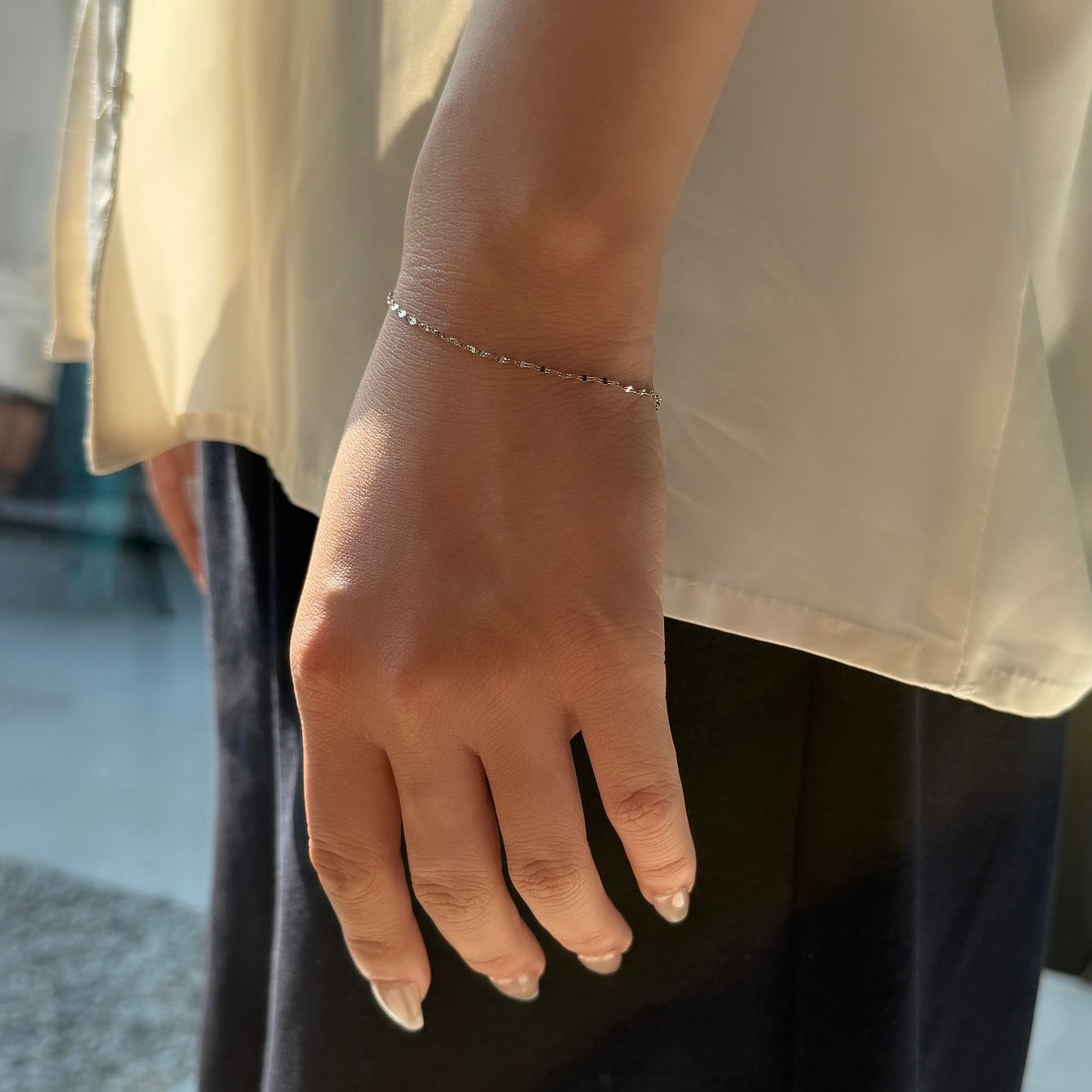 【受注生産品】Pt850ペタルチェーンブレスレット