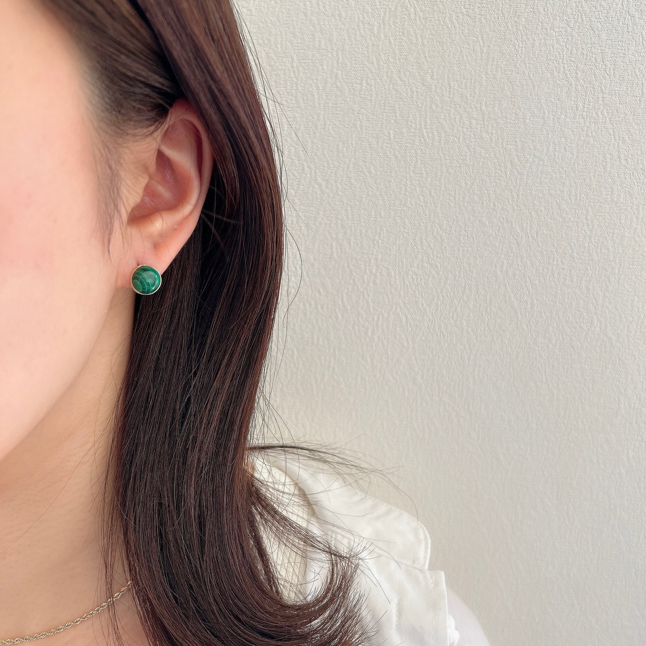 K18マラカイト手巻きピアス