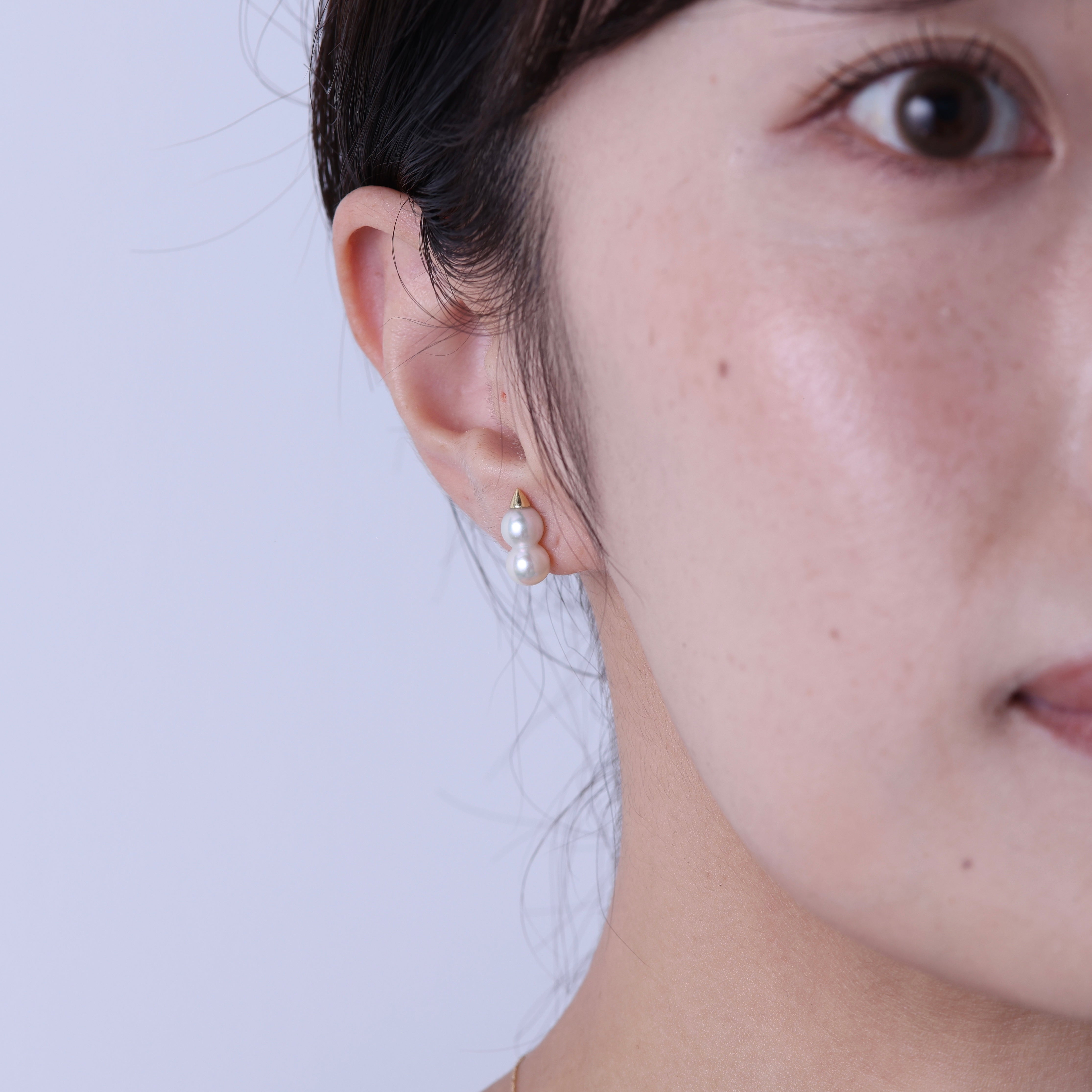 ＜クリスマス限定＞【受注生産品】K18アコヤツインパール雪だるまピアス